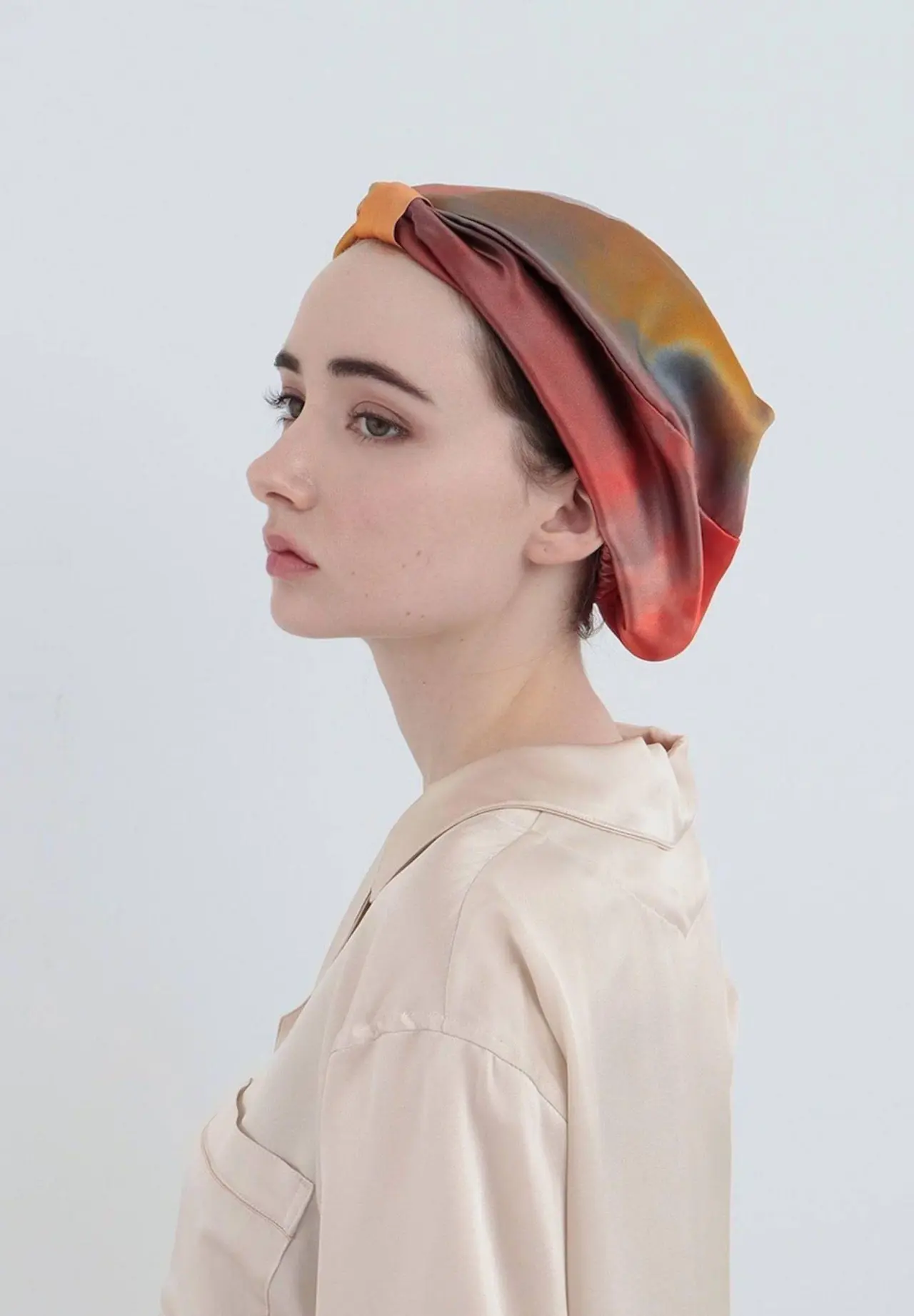 Watercolor silk cap - Evening Glow