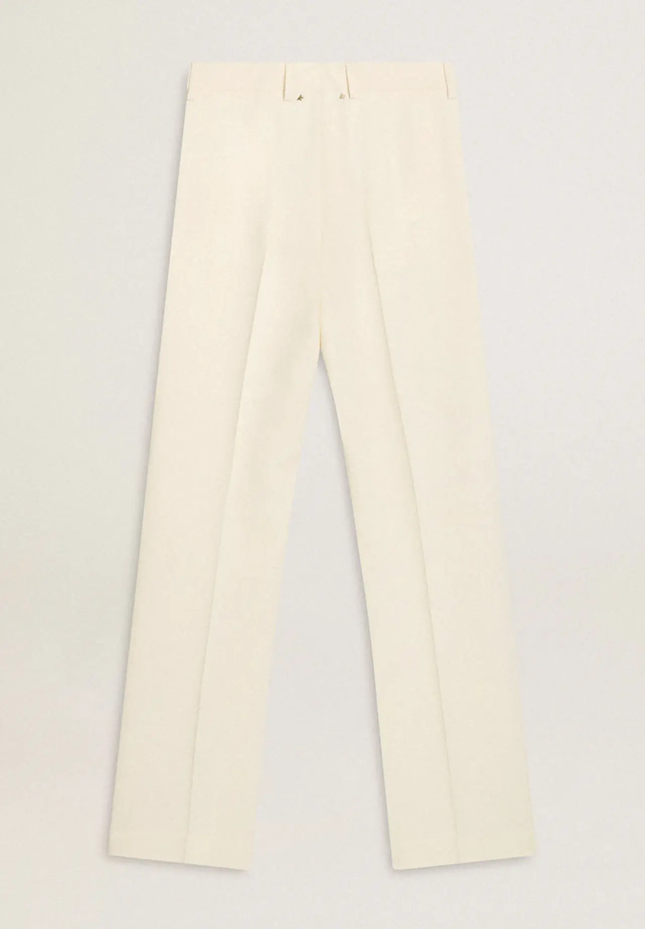 Women's loose pants in worn-white tailored fabric