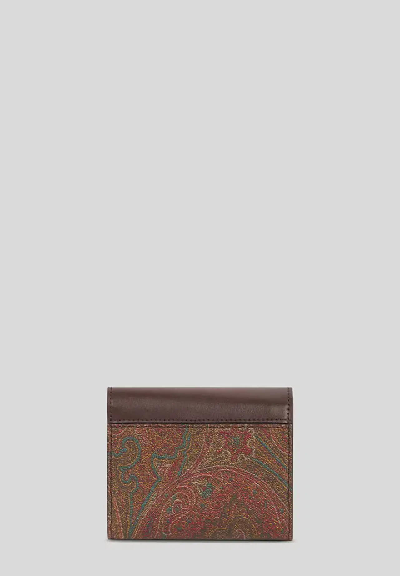 Leather Flap & Coin Button Paisley Wallet (Small)