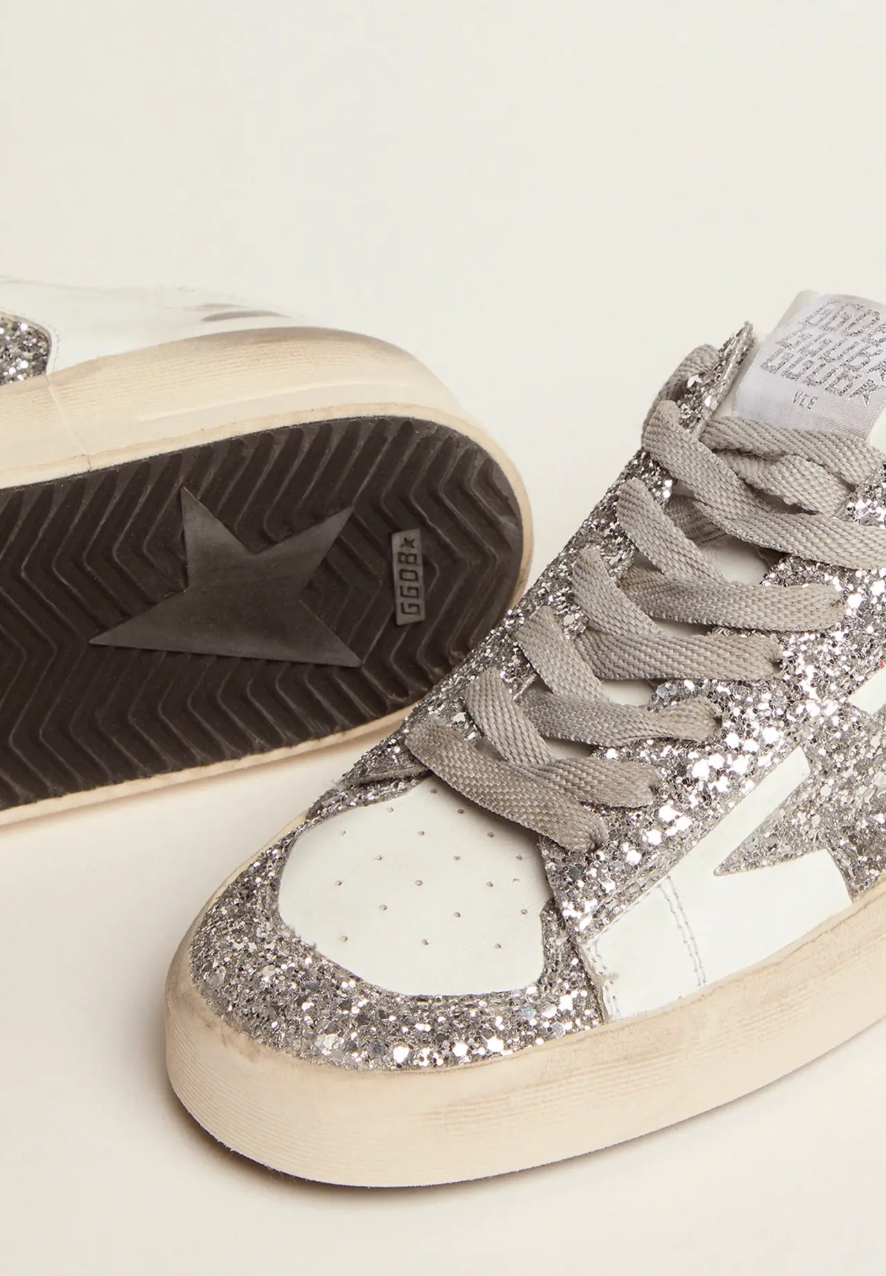 Stardan sneakers in white leather with glitter