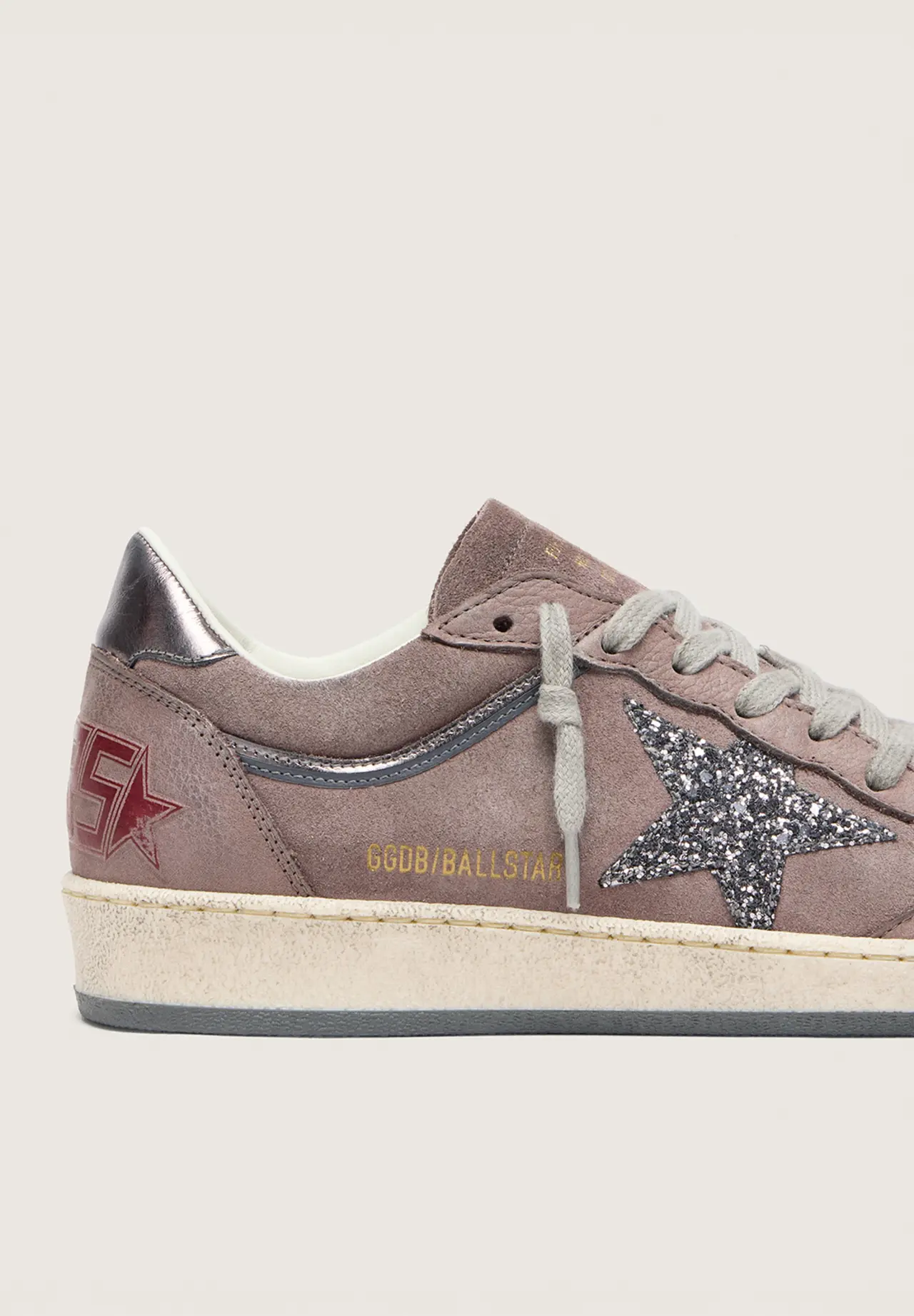 Ball Star Women's Suede (Lavender) Glitter Star (Silver) & Laminated Leather Heel Tab