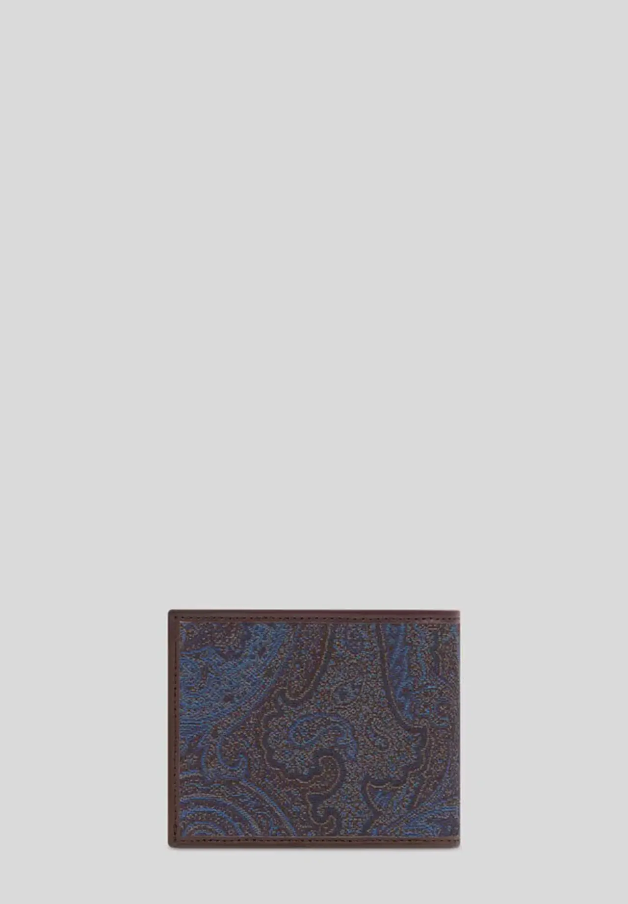 蓝色提花双折钱包（带零钱袋）