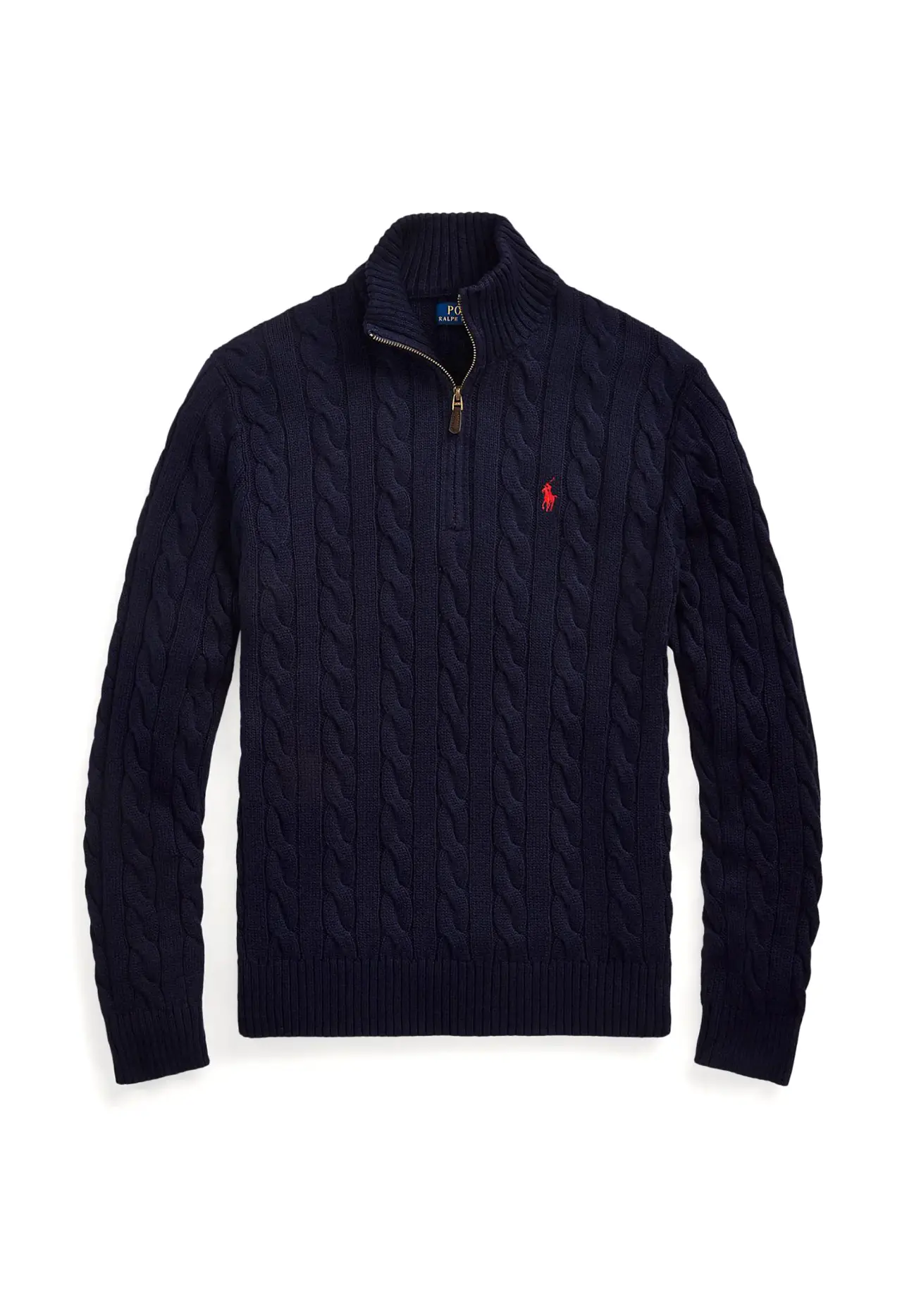 POLO RALPH LAUREN ケーブルニット コットン クォータージップ