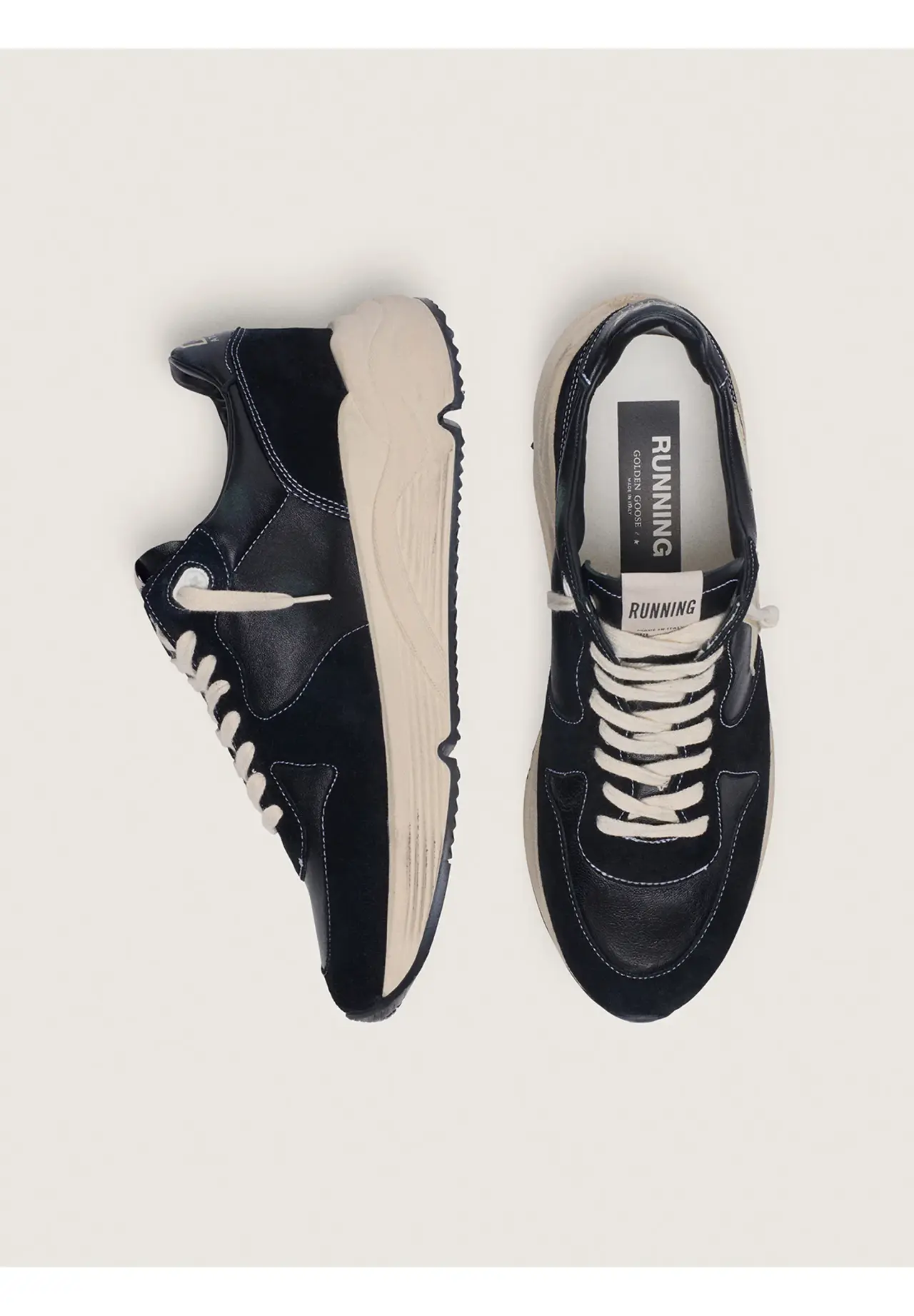 Running Sole Men's Nappa Leather & Suede Star Sneakers (White)