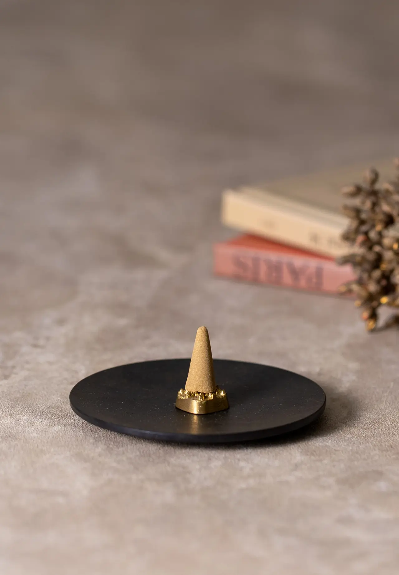 INCENSE VESSEL SET - ROUND - BLACK BROWN