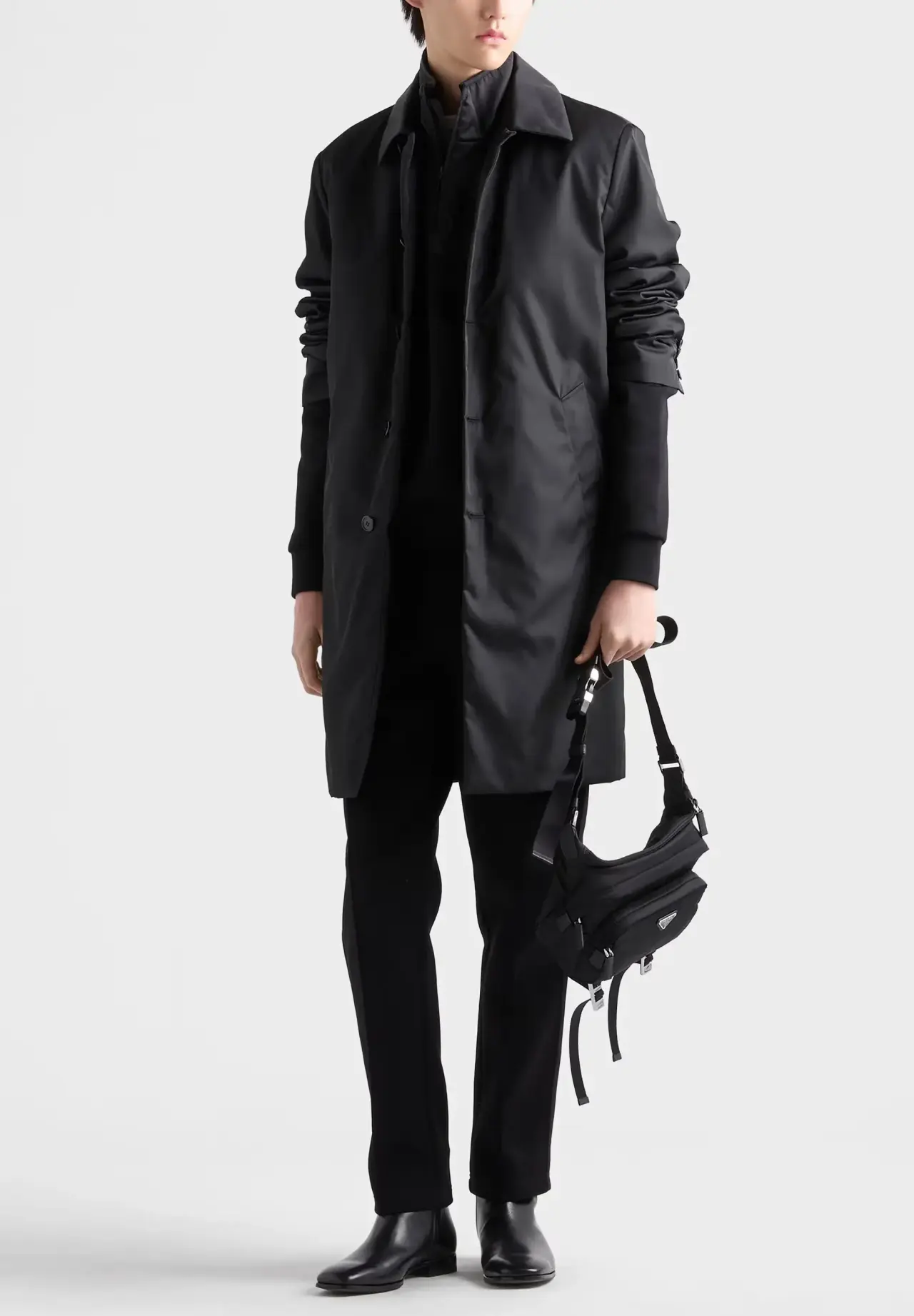 コットンフリース ファスナー開閉式 ジャケット Re-Nylonのディテール付