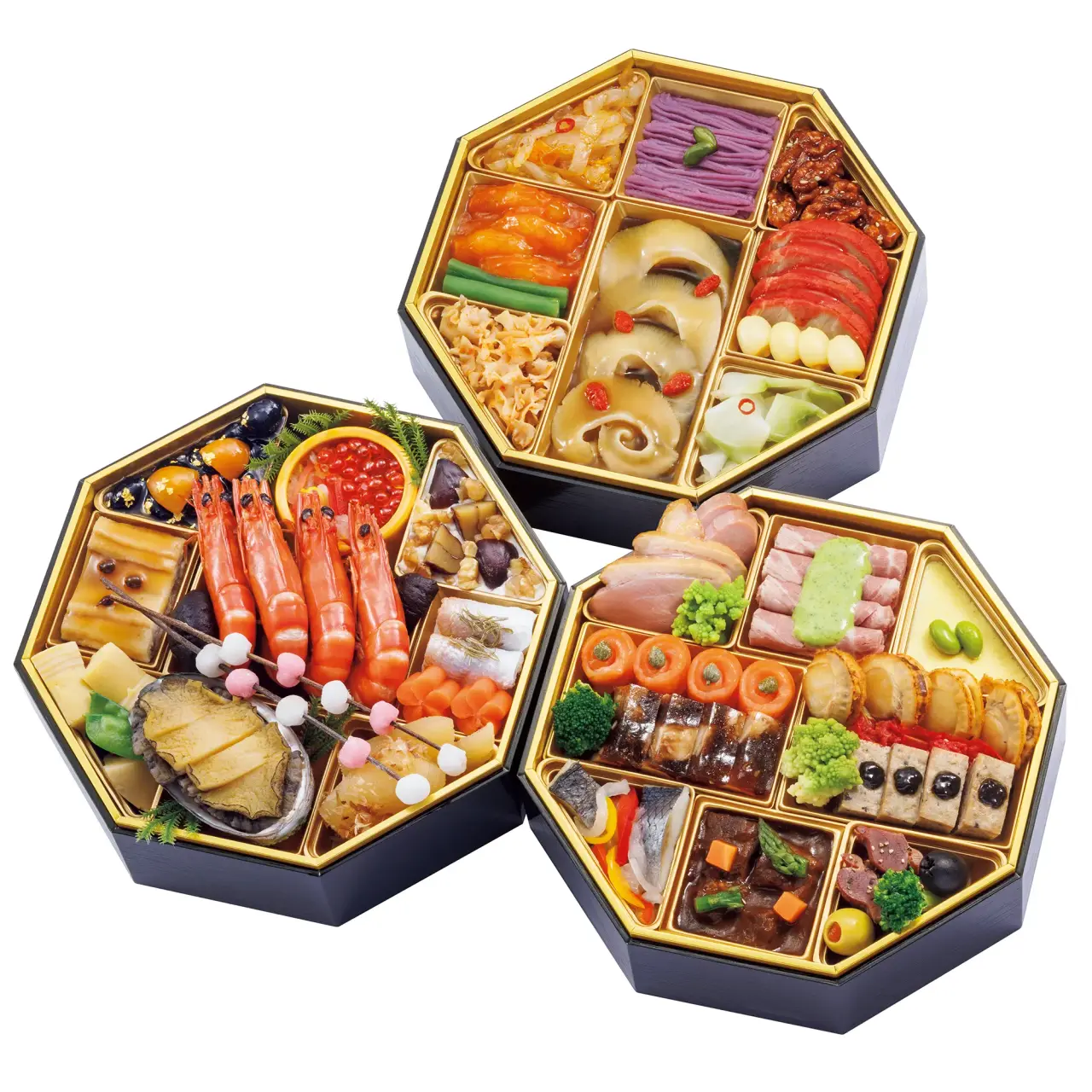 Japanese-Western-Chinese Style Osechi Three-tier Box