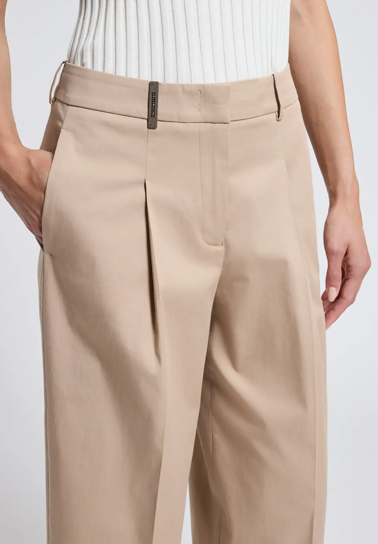 Cotton Gabardine One-Tuck Wide Pants