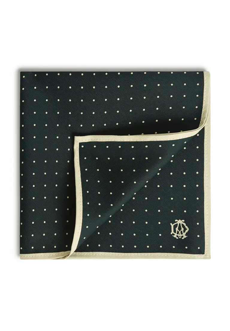 SILK POLKA DOT SCREEN PRINT POCKET SQUARE, R