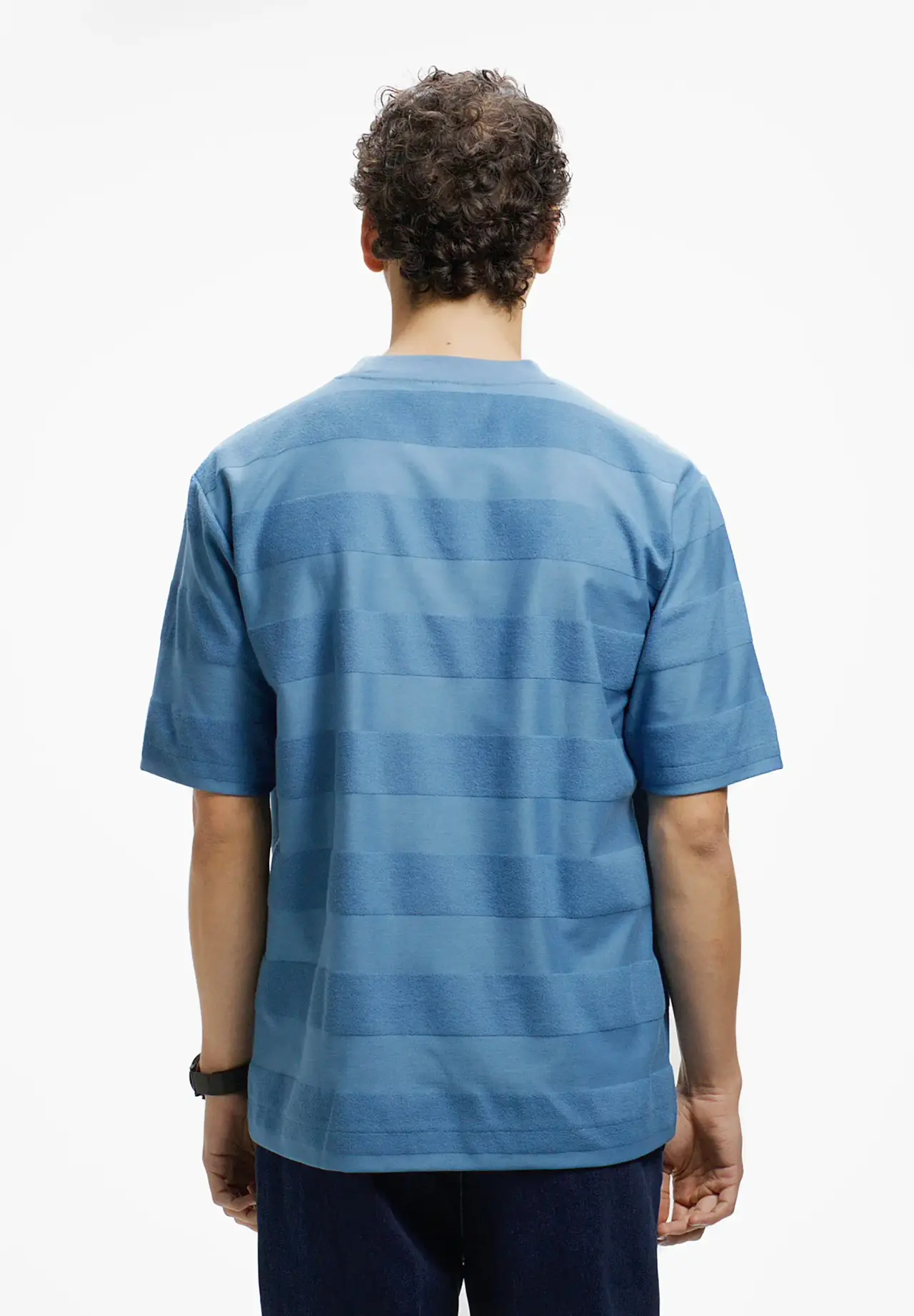 Oversized Tonal Striped Towel Fabric Panel T-Shirt