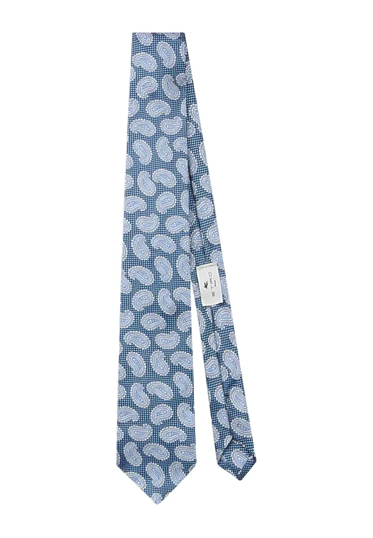 小型浅蓝佩斯利领带 8cm
