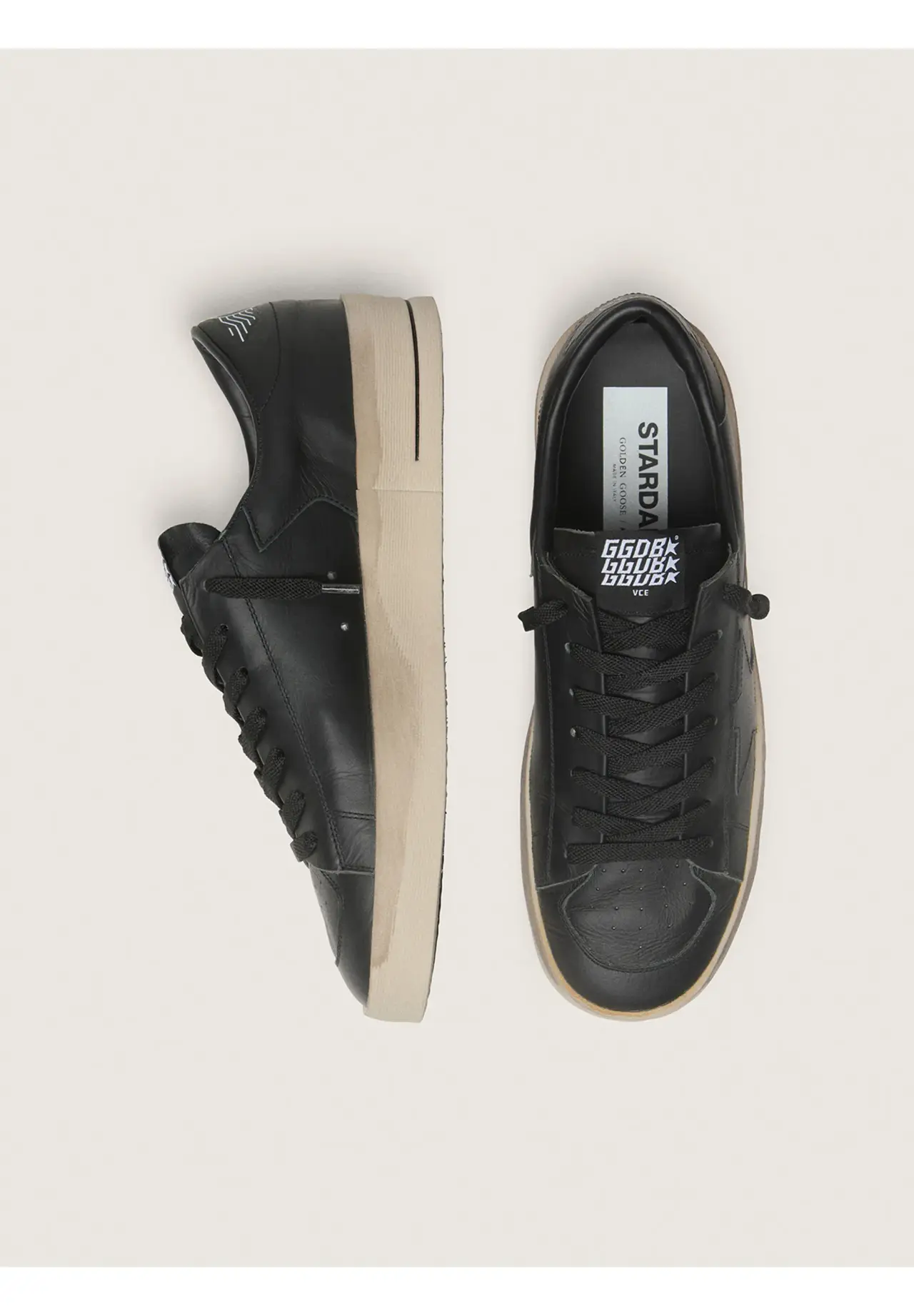 Men's Stardan Total Black Leather Sneakers