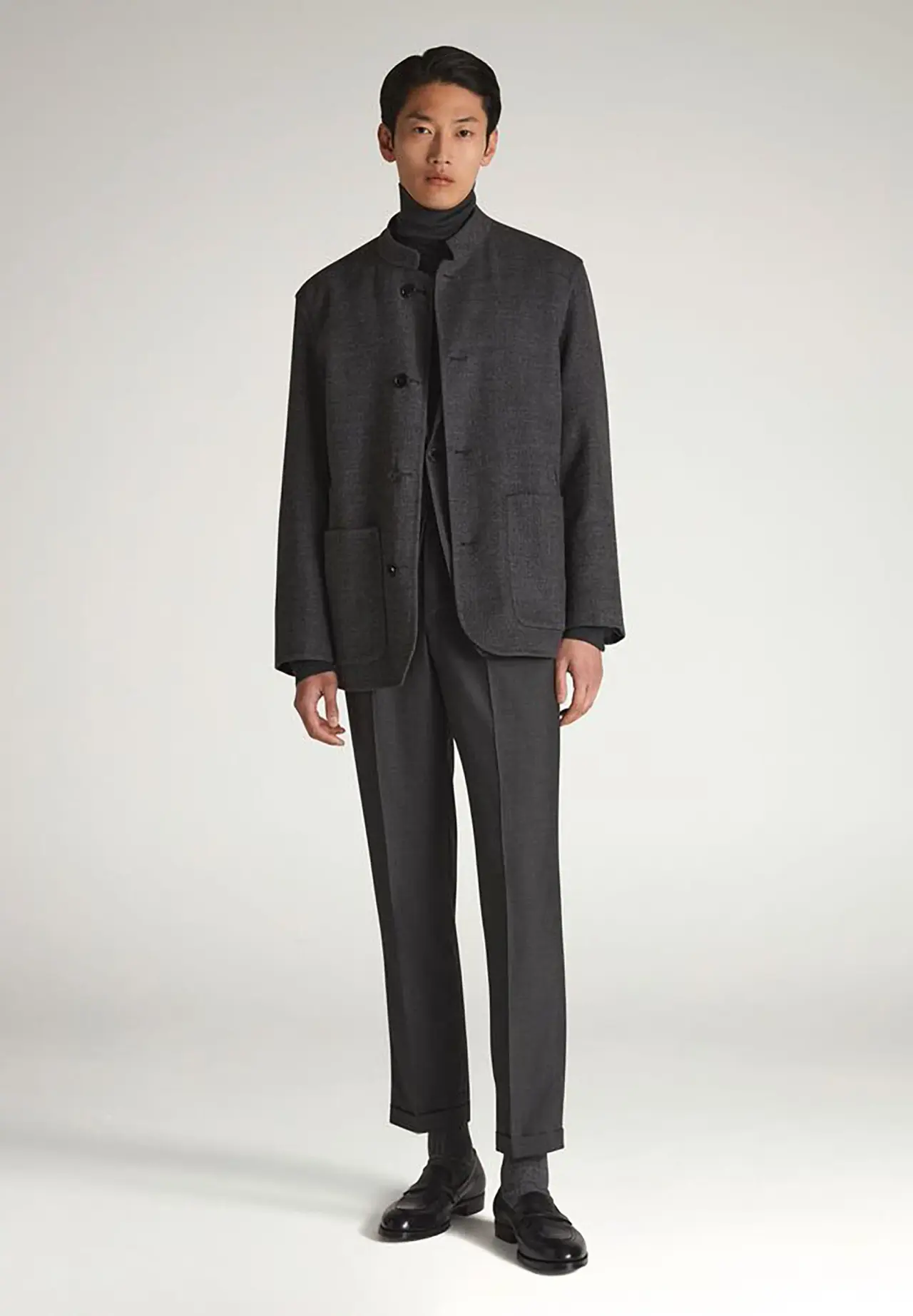 Wool Stand-Collar Double-Faced Reversible Driving Jacket