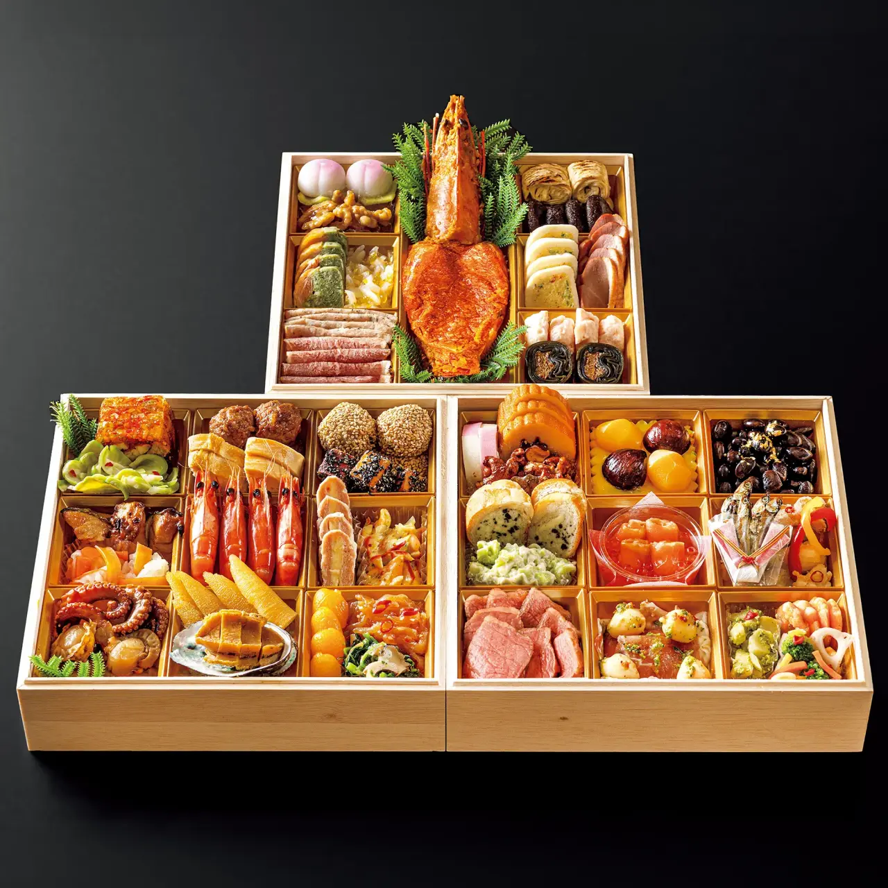 Japanese-Western-Chinese Osechi Three-tier Box