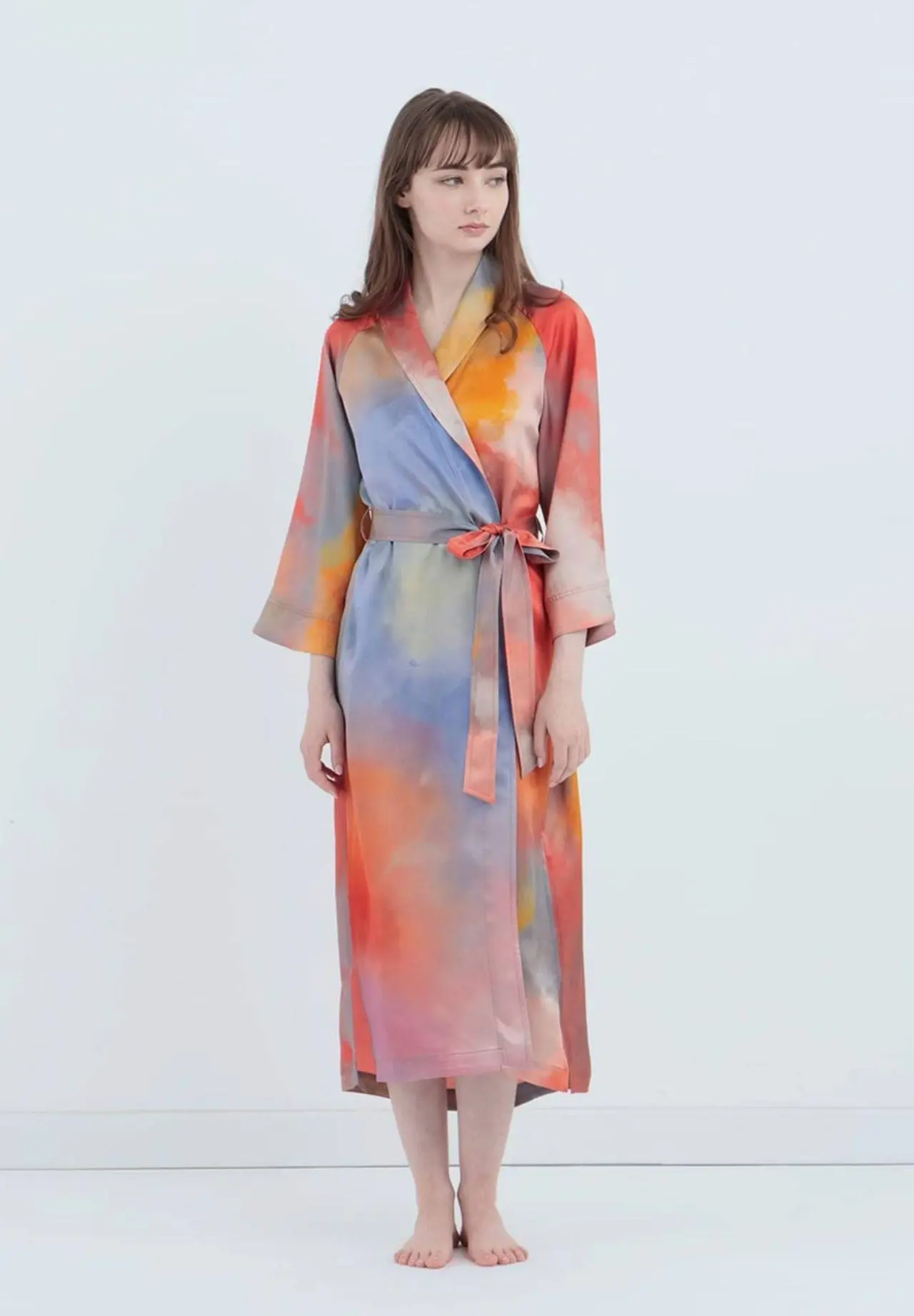 水彩风真丝睡袍（暮光霞辉）