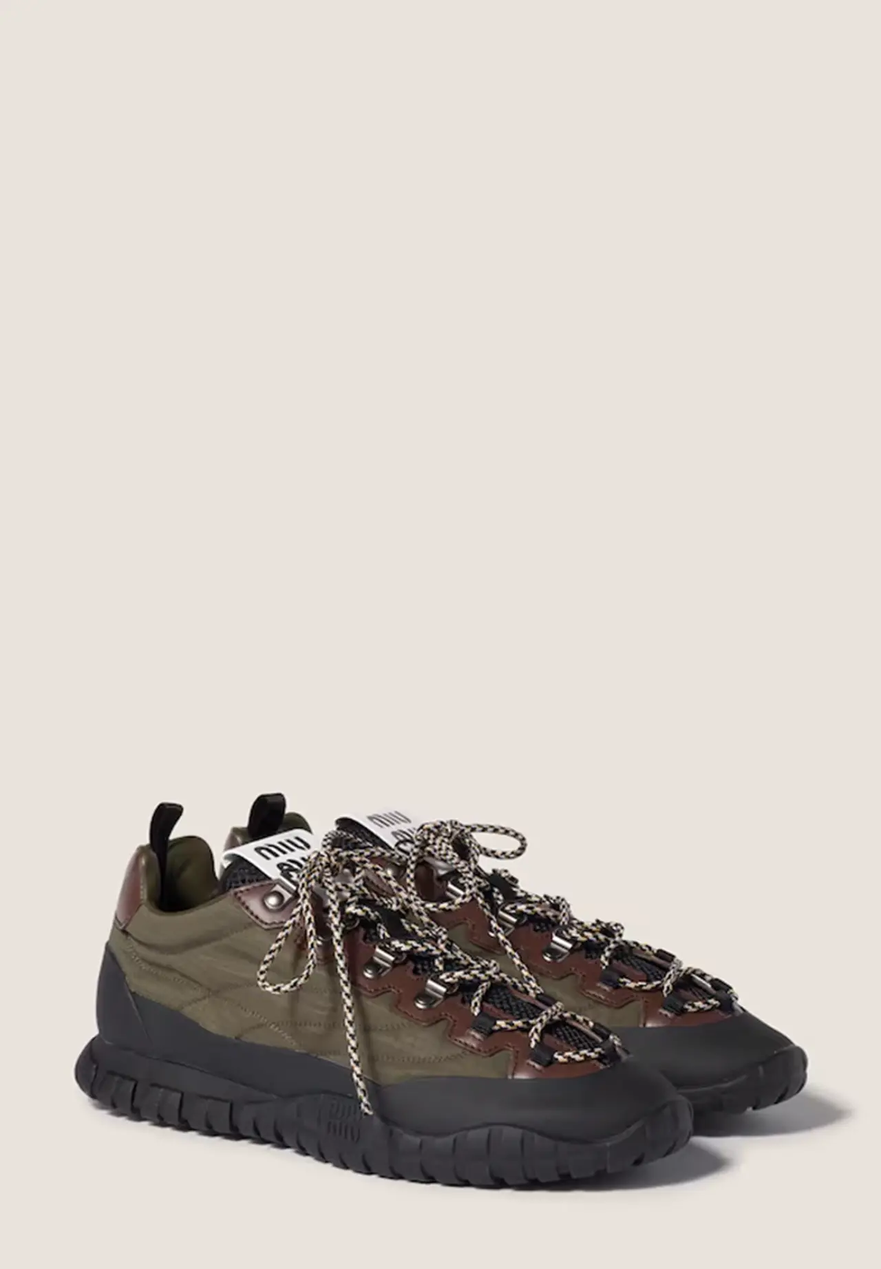 Technical Fabric and Leather Sneakers