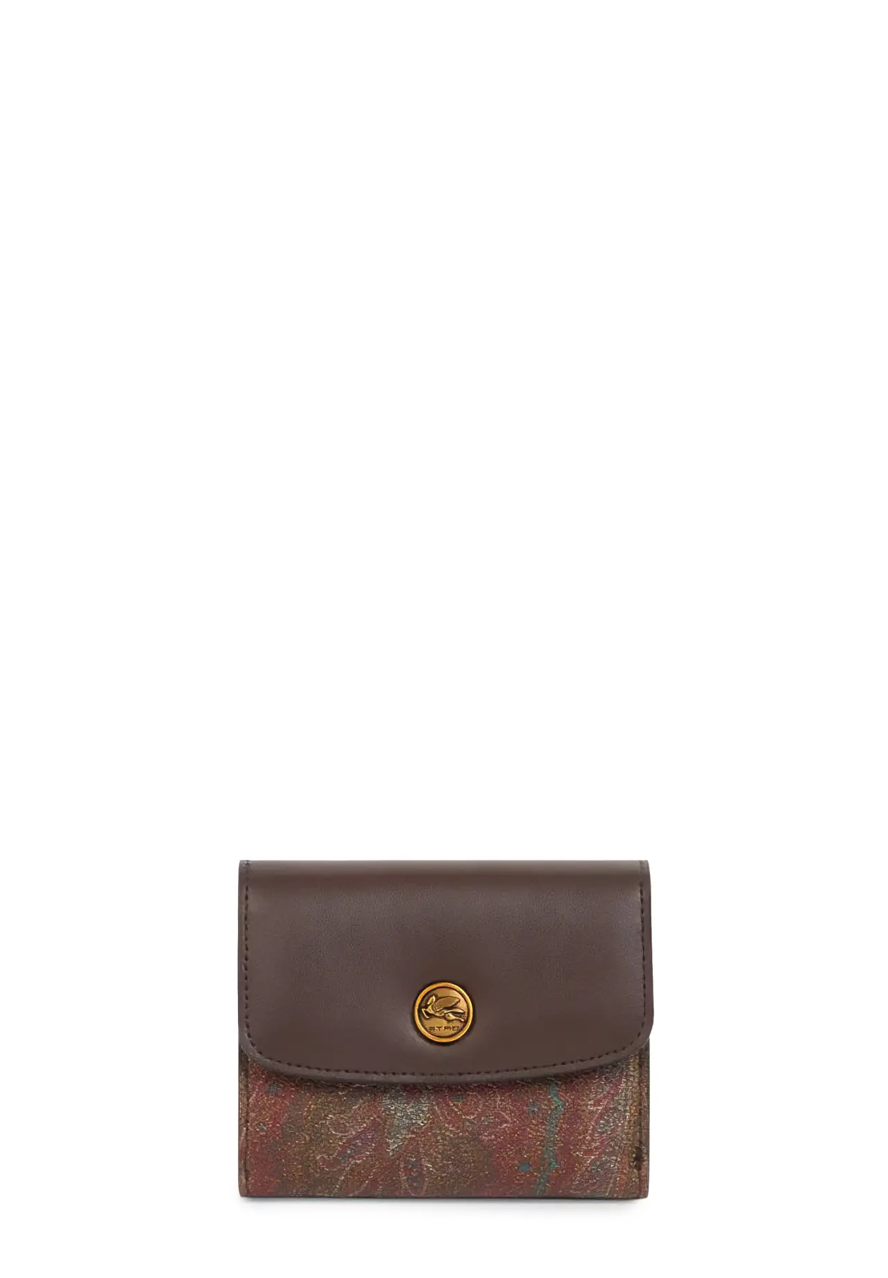 Leather Flap & Coin Button Paisley Wallet (Small)