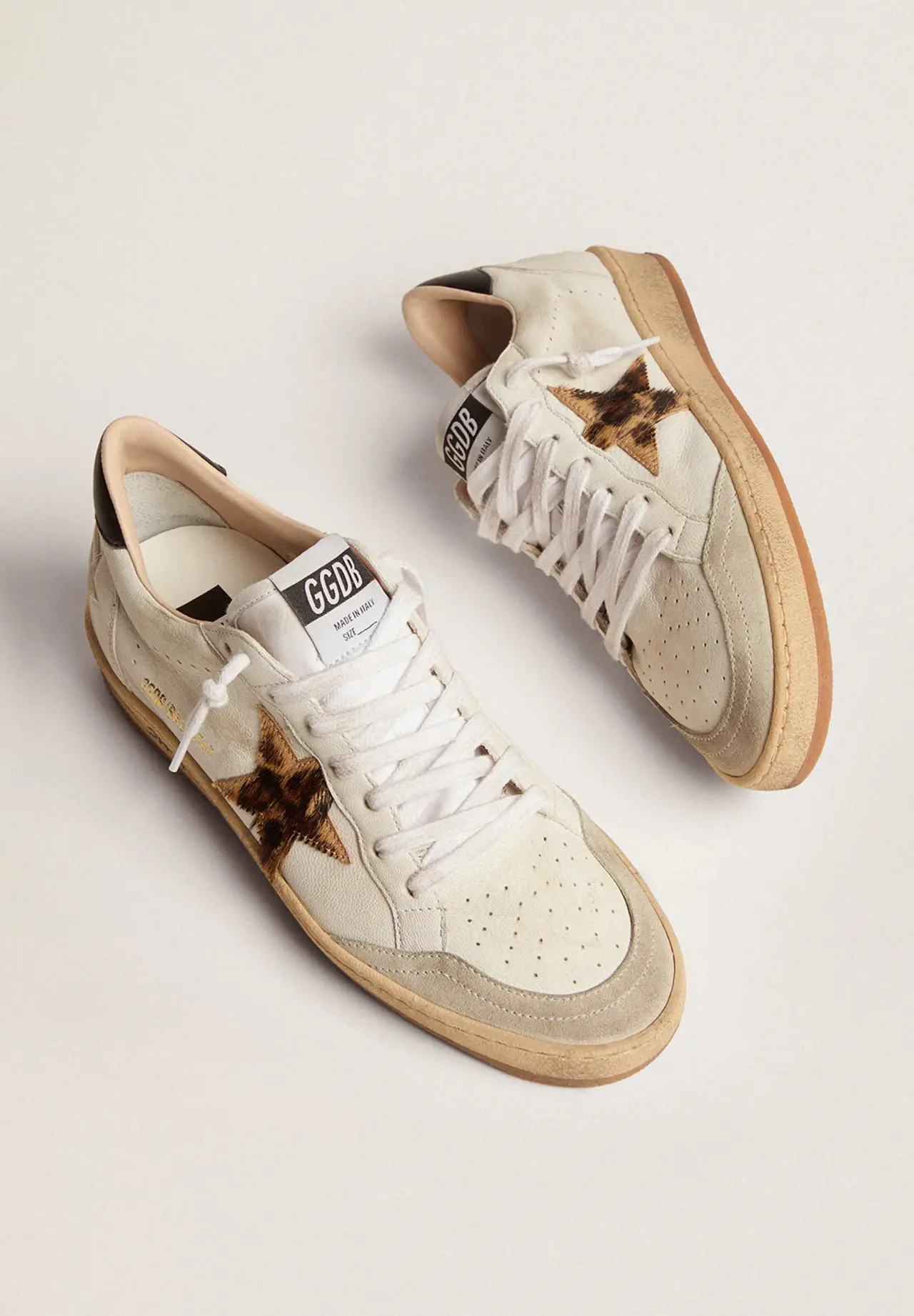 Ball Star sneakers with leopard-print pony skin star and black heel tab
