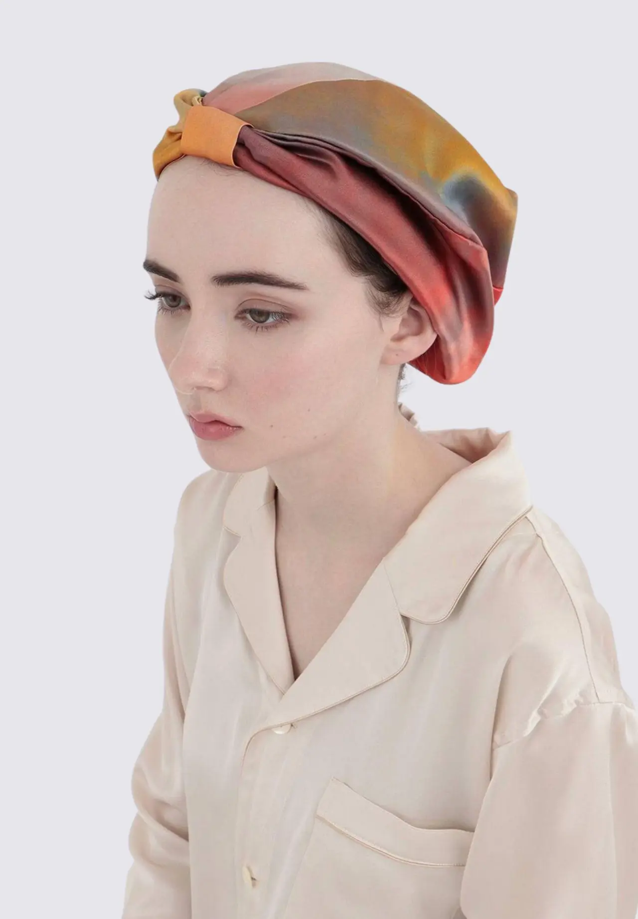 Watercolor silk cap - Evening Glow