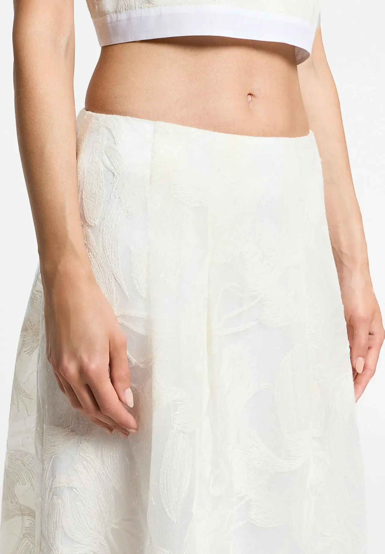 Sequin Leaf Embroidery Skirt