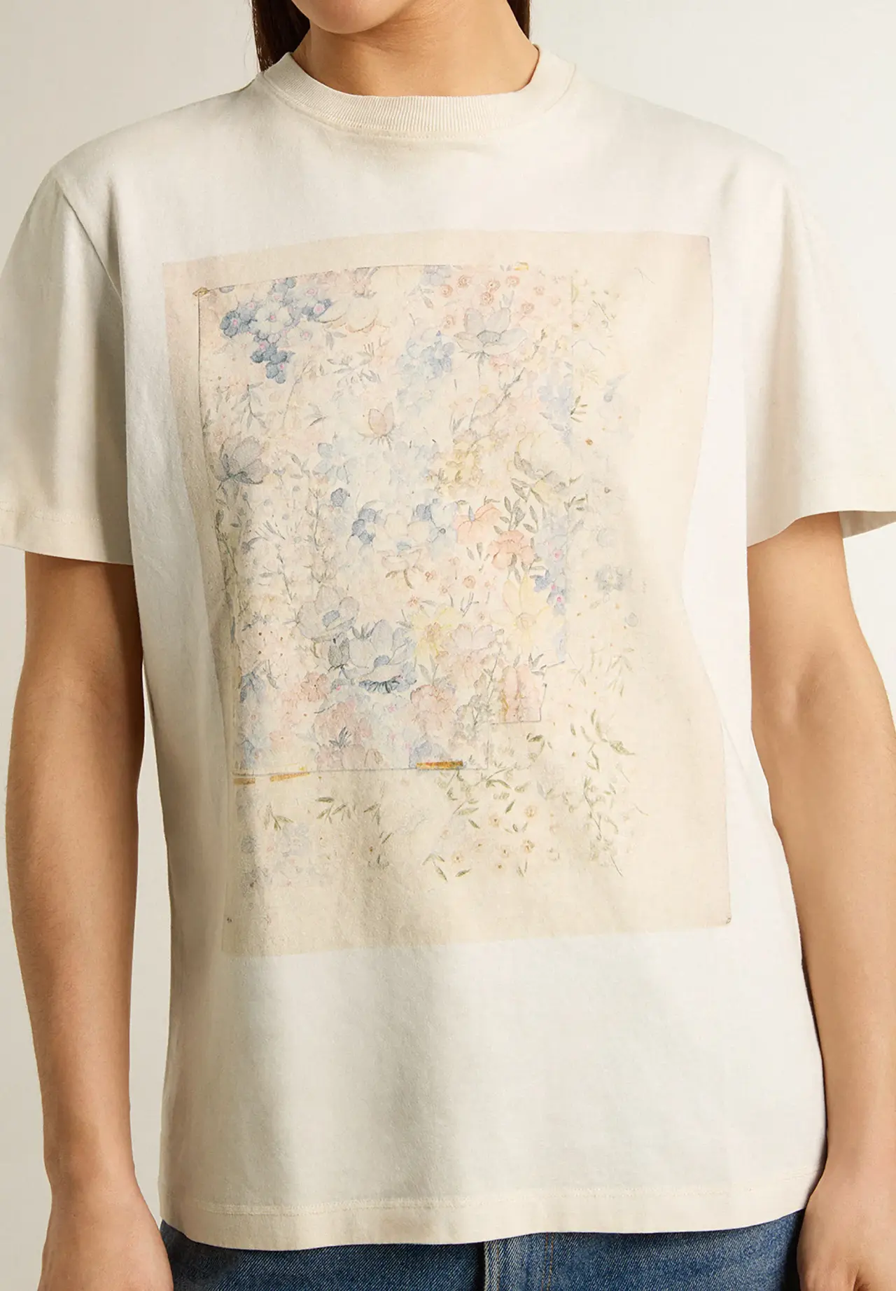 Women's T-Shirt (White) with Floral Print