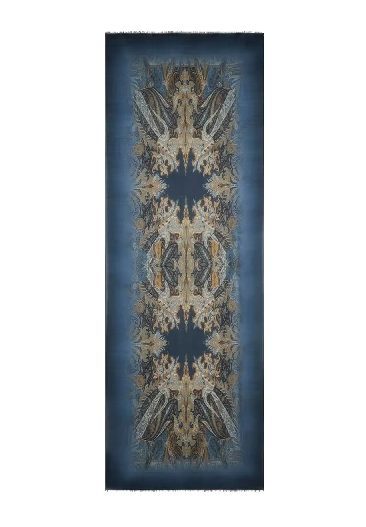  Faded Print & Paisley Motif Wool Scarf