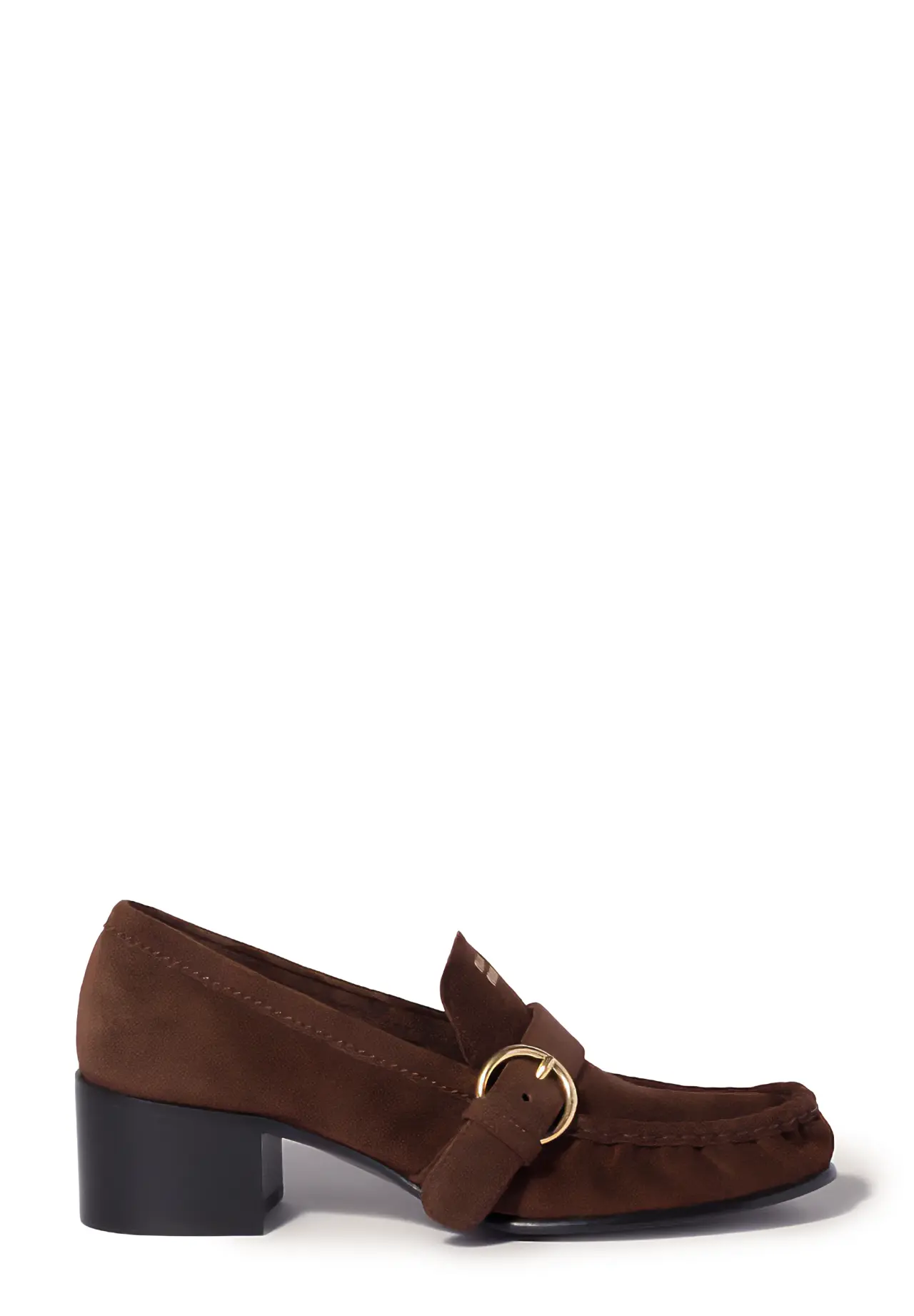 Suede Loafers with Buckle