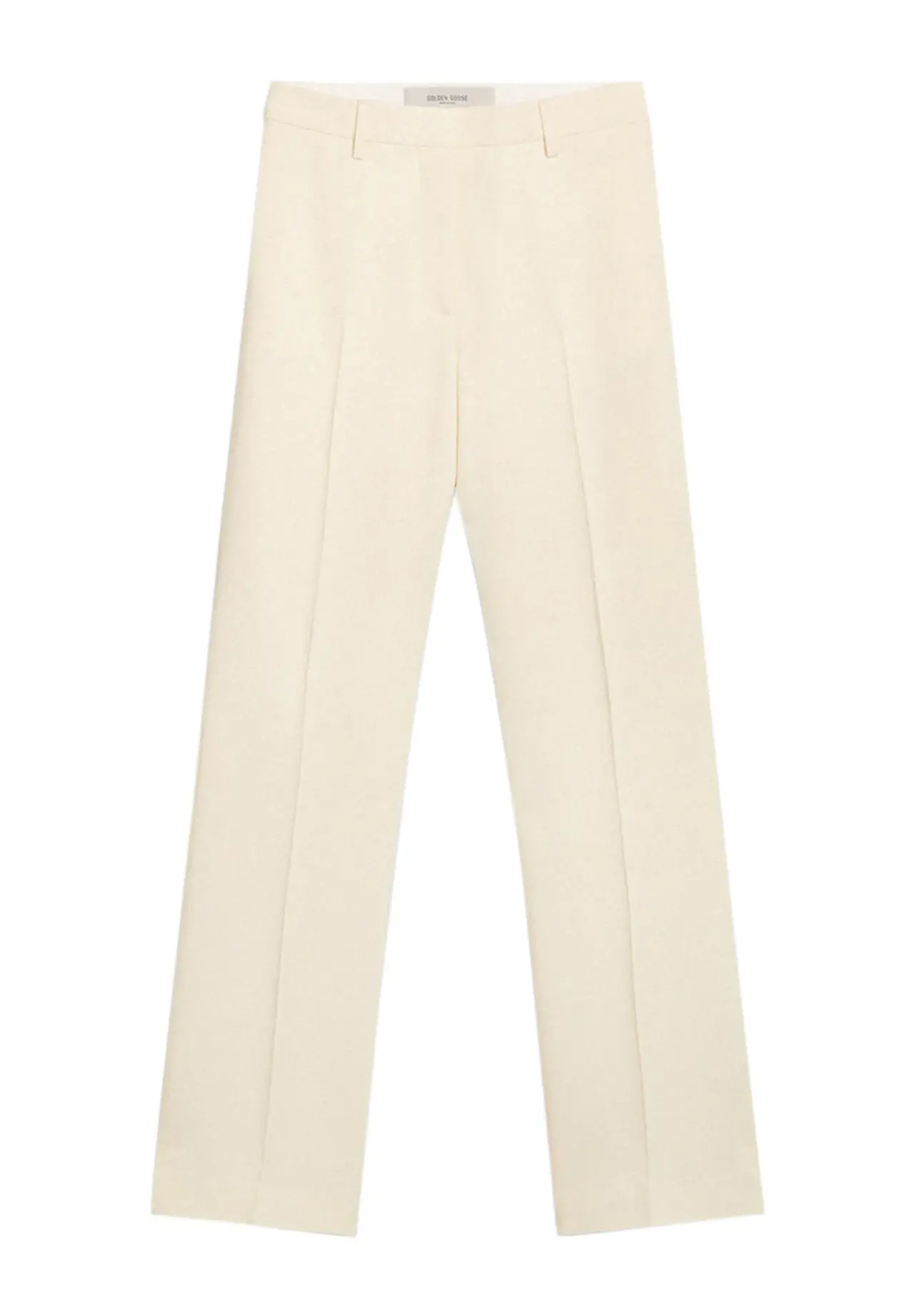 Women's loose pants in worn-white tailored fabric