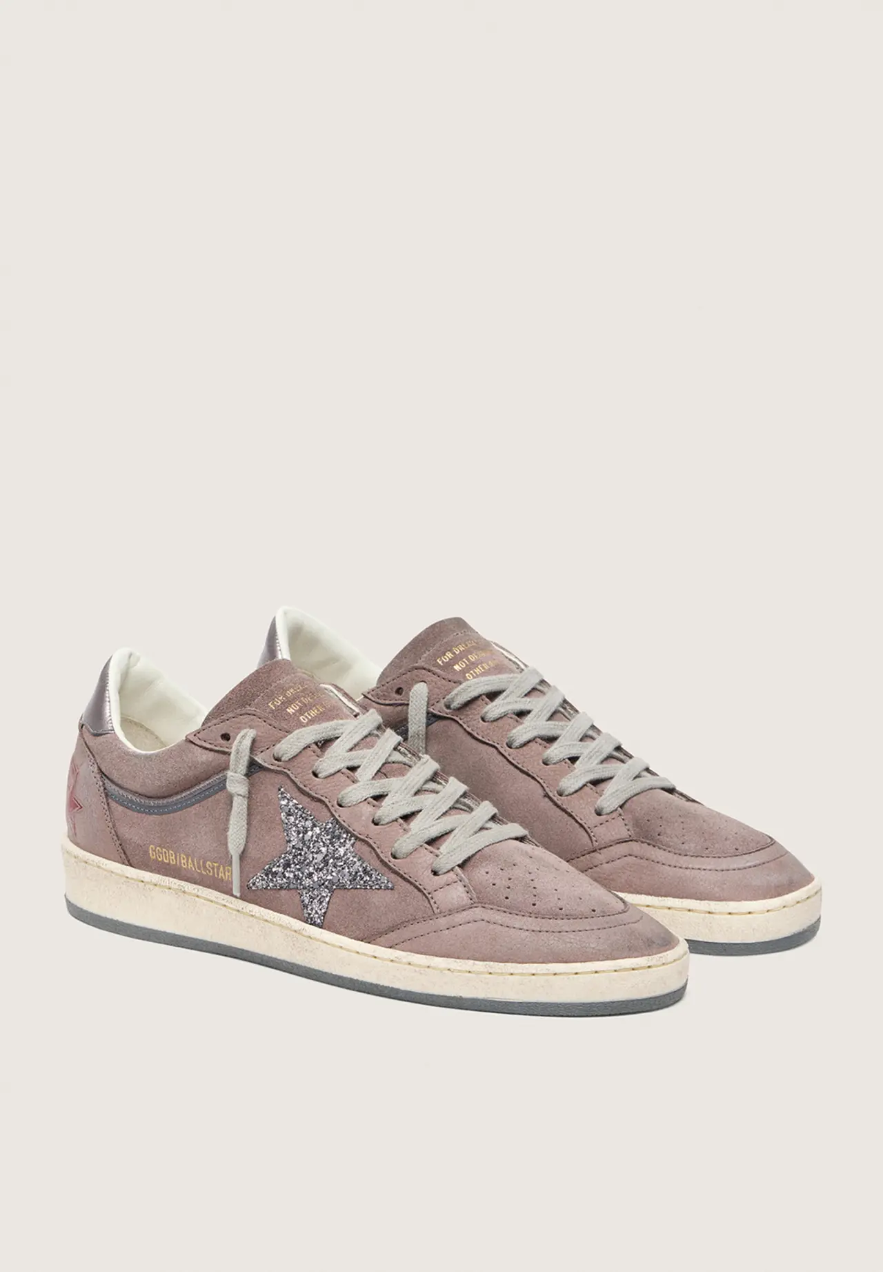 Ball Star Women's Suede (Lavender) Glitter Star (Silver) & Laminated Leather Heel Tab