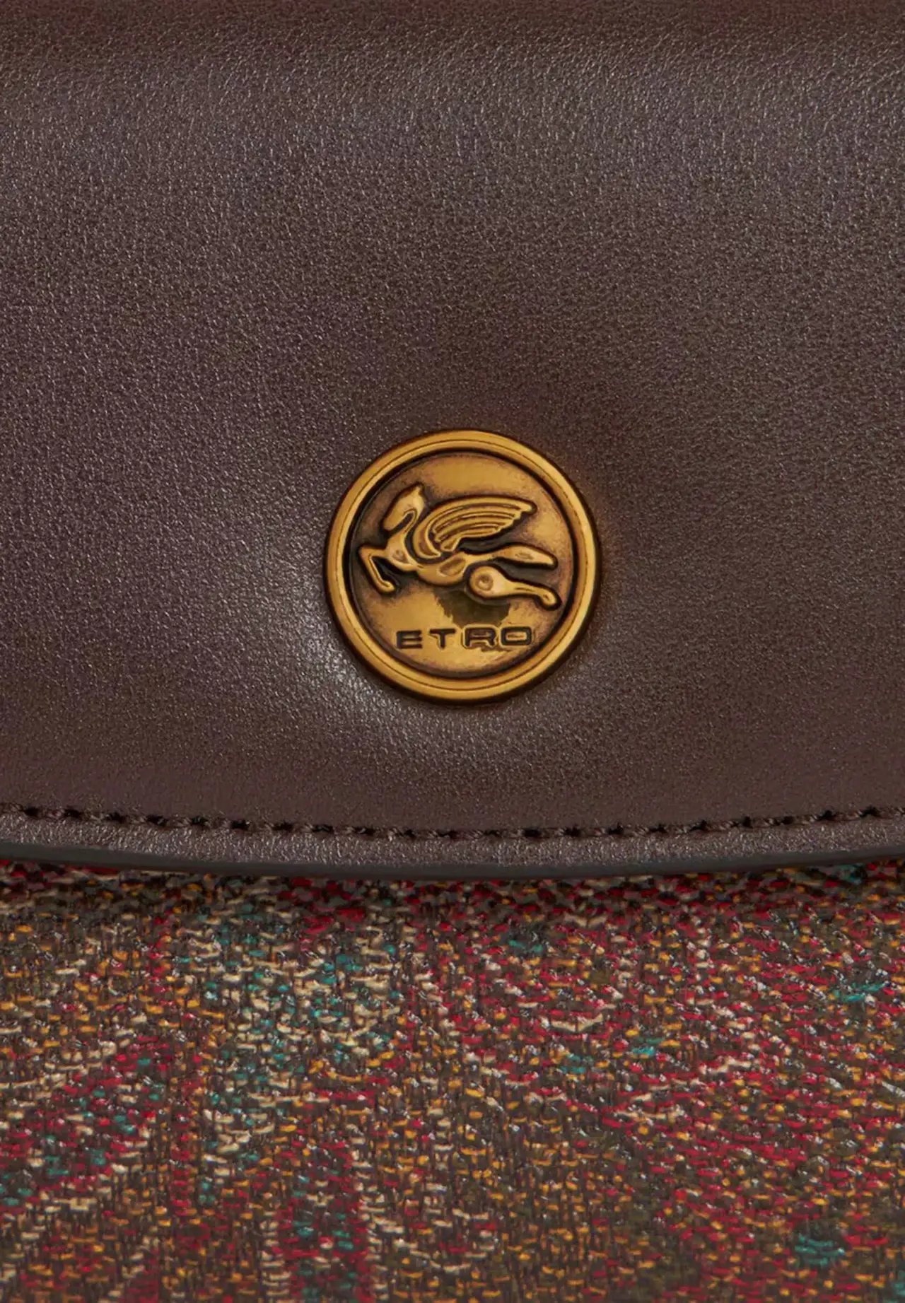 Leather Flap & Coin Button Paisley Wallet (Small)