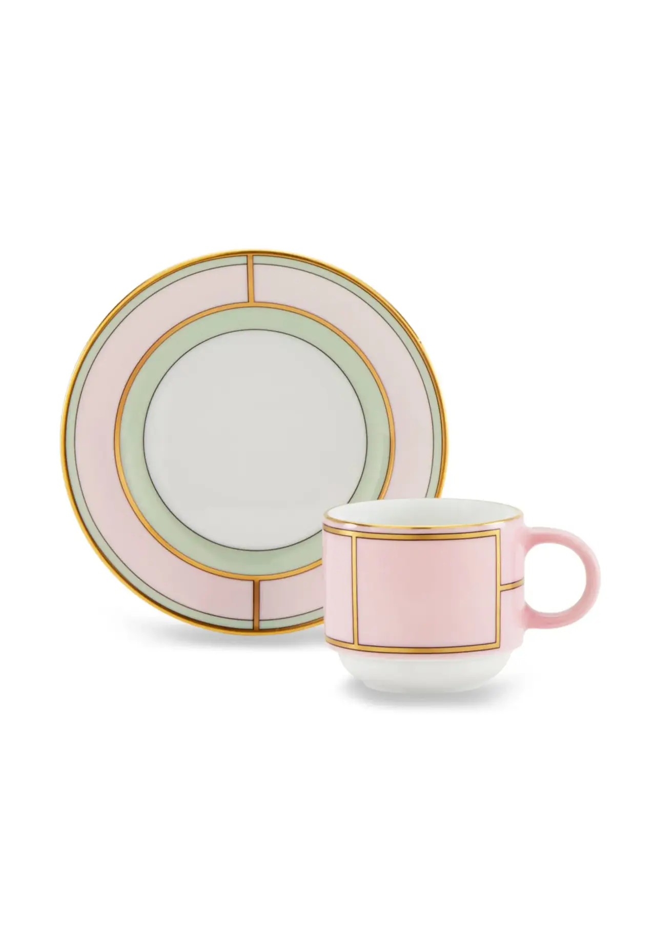 DIVA ROSA & VERDE / Coffee Cup & Saucer Pair Set