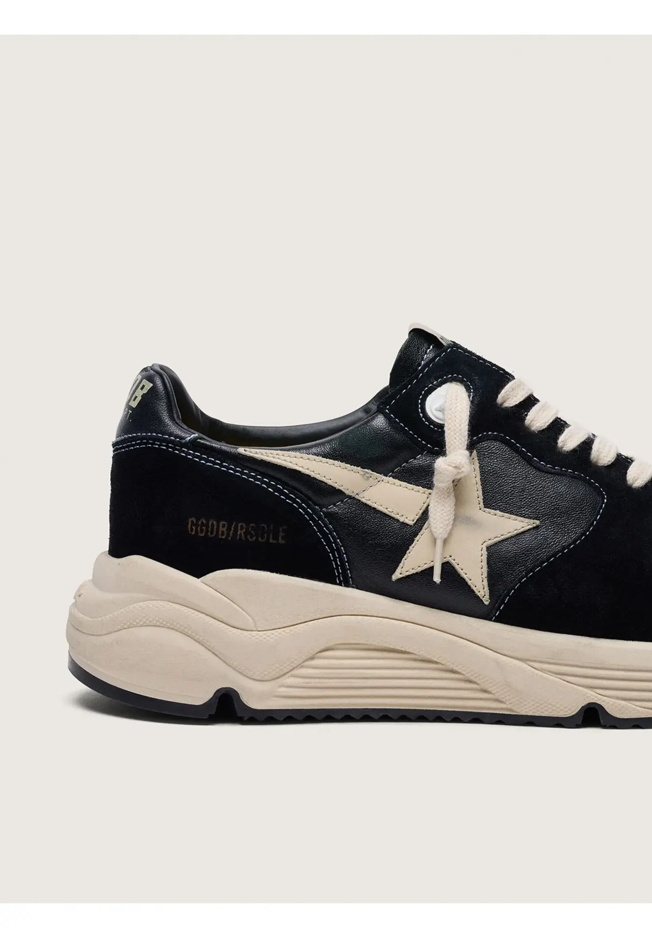 Running Sole Men's Nappa Leather & Suede Star Sneakers (White)