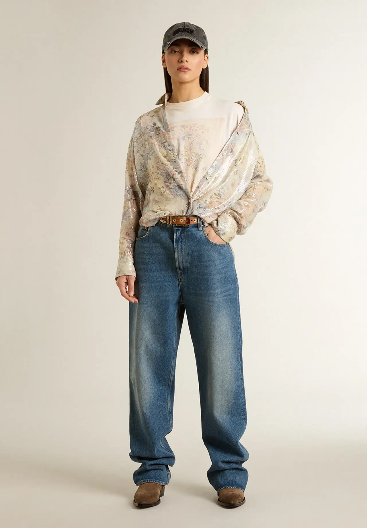 Women's T-Shirt (White) with Floral Print