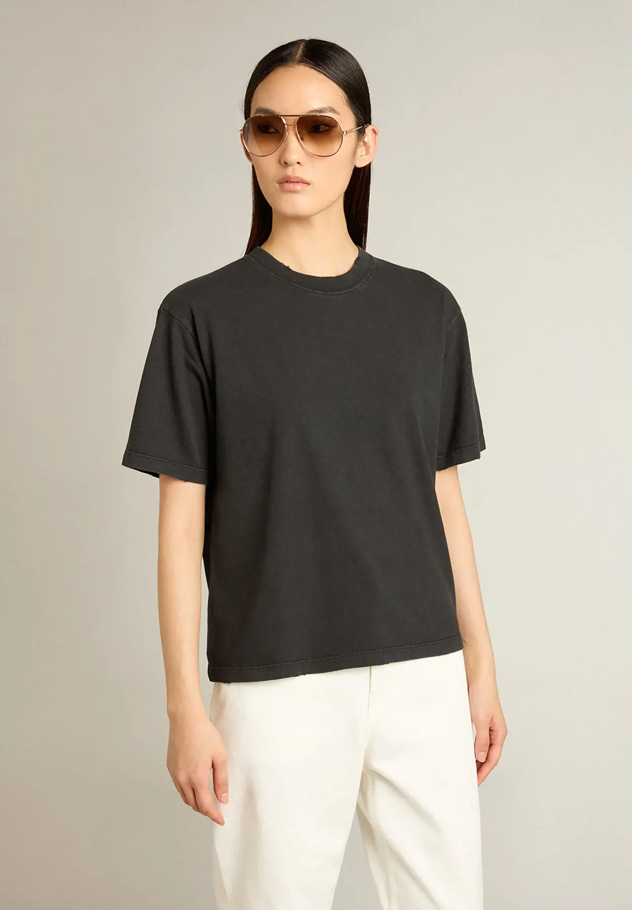 T-Shirt (Washed Black) with Upside-Down Logo on Back - Jersey Capsule