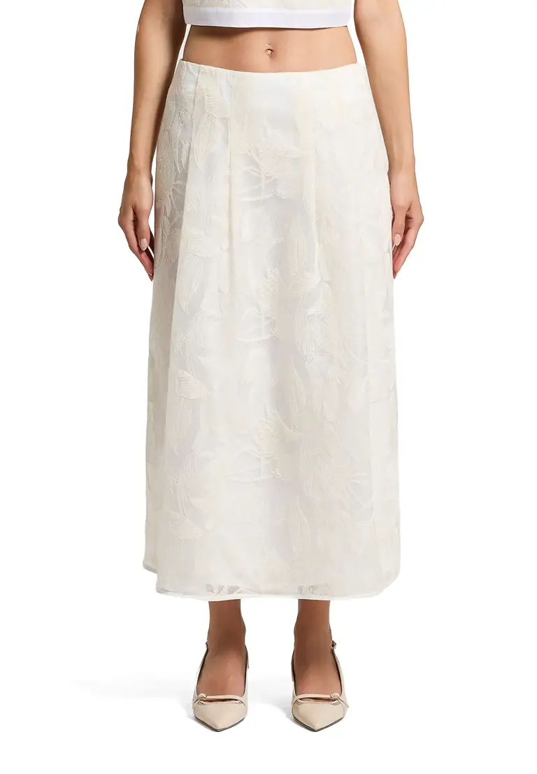 Sequin Leaf Embroidery Skirt