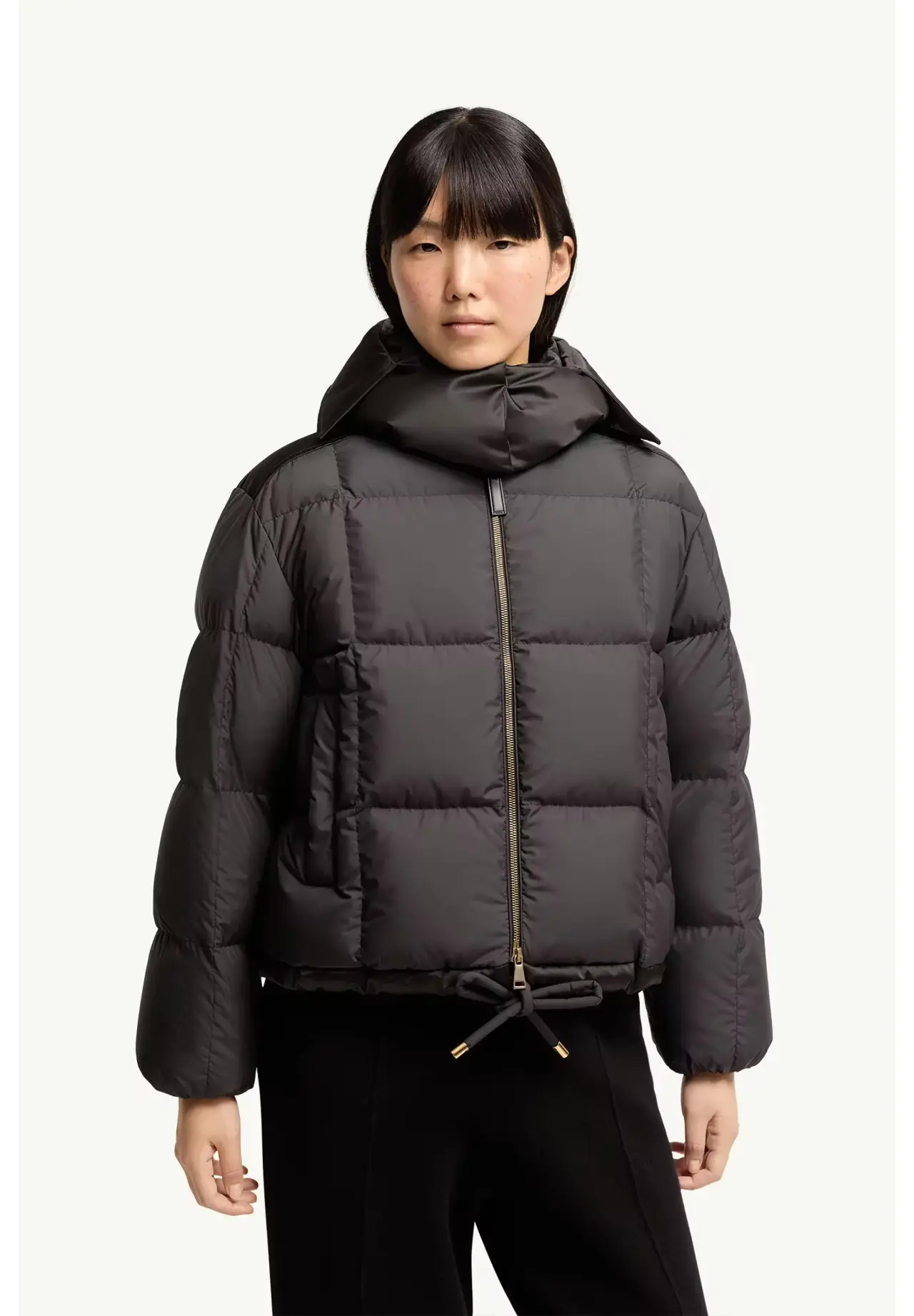 Legerete 方格绗缝连帽短款羽绒服