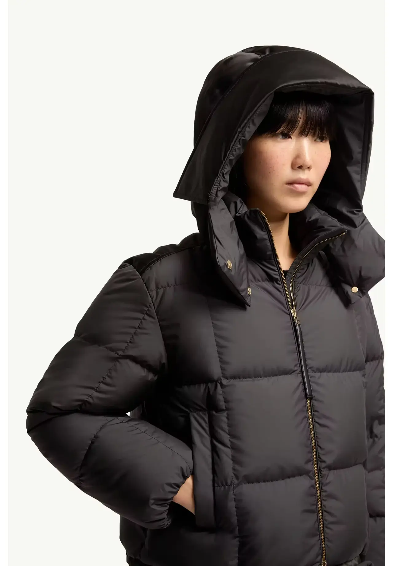 Legerete 方格绗缝连帽短款羽绒服