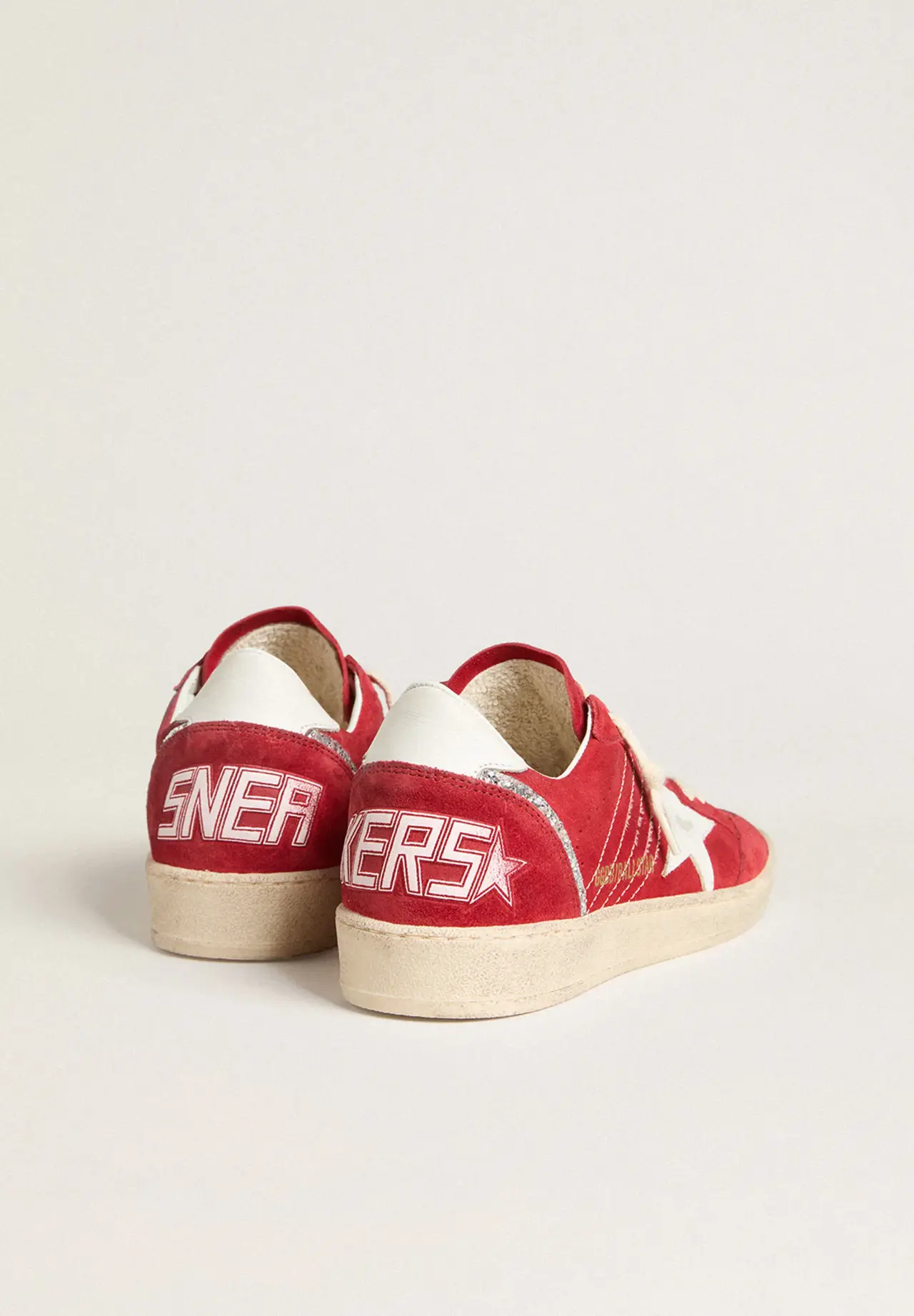 Ball Star スエード（レッド） レザースター＆ヒールタブ（ホワイト）