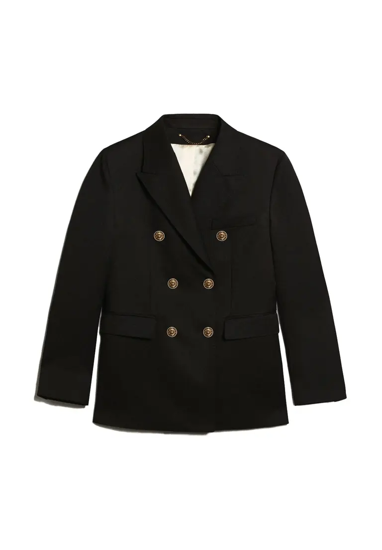 Women's double-breasted dark blue blazer