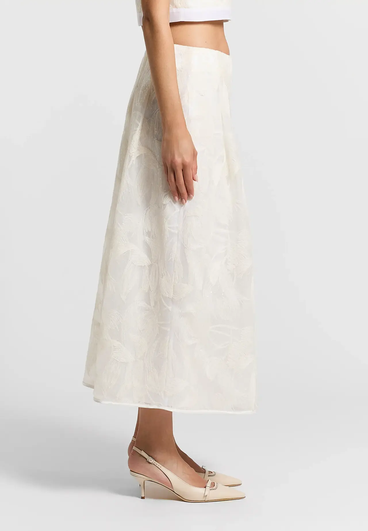 Sequin Leaf Embroidery Skirt