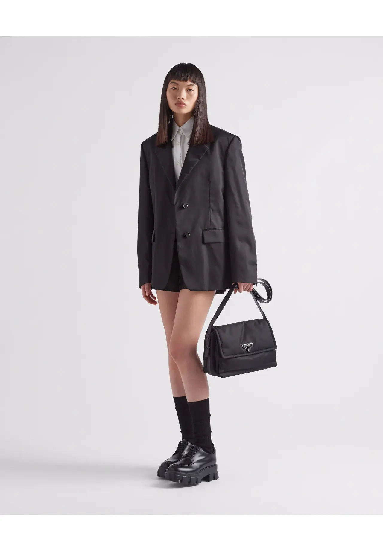 Medium Padded Re-Nylon Shoulder Bag | Matsuya Ginza