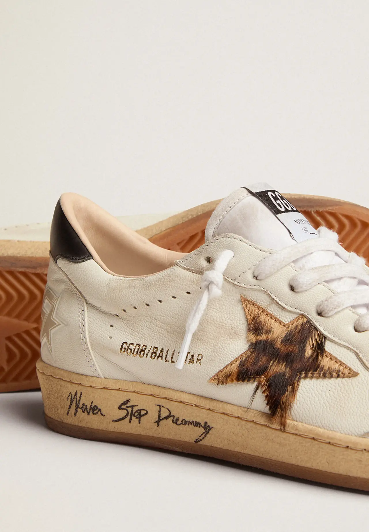 Ball Star sneakers with leopard-print pony skin star and black heel tab