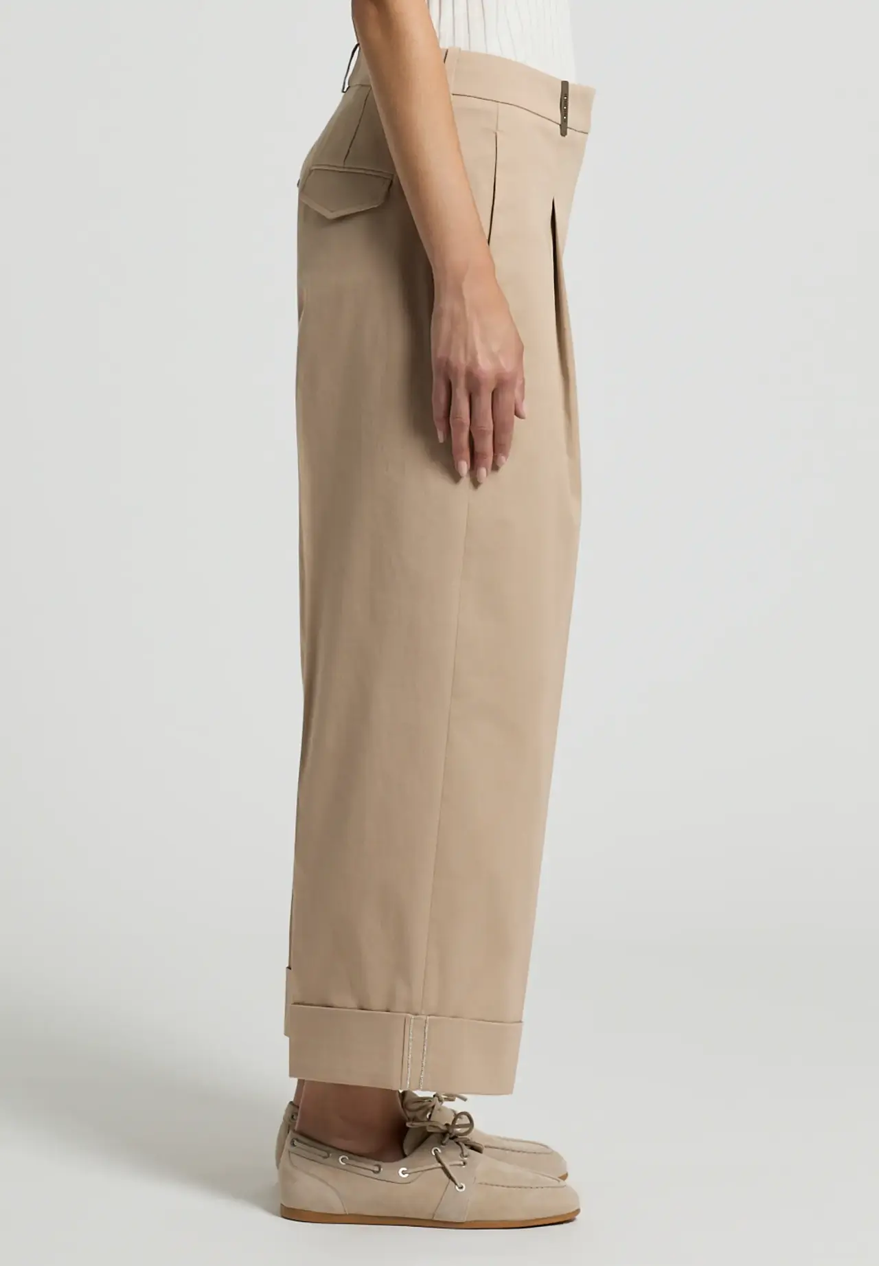 Cotton Gabardine One-Tuck Wide Pants