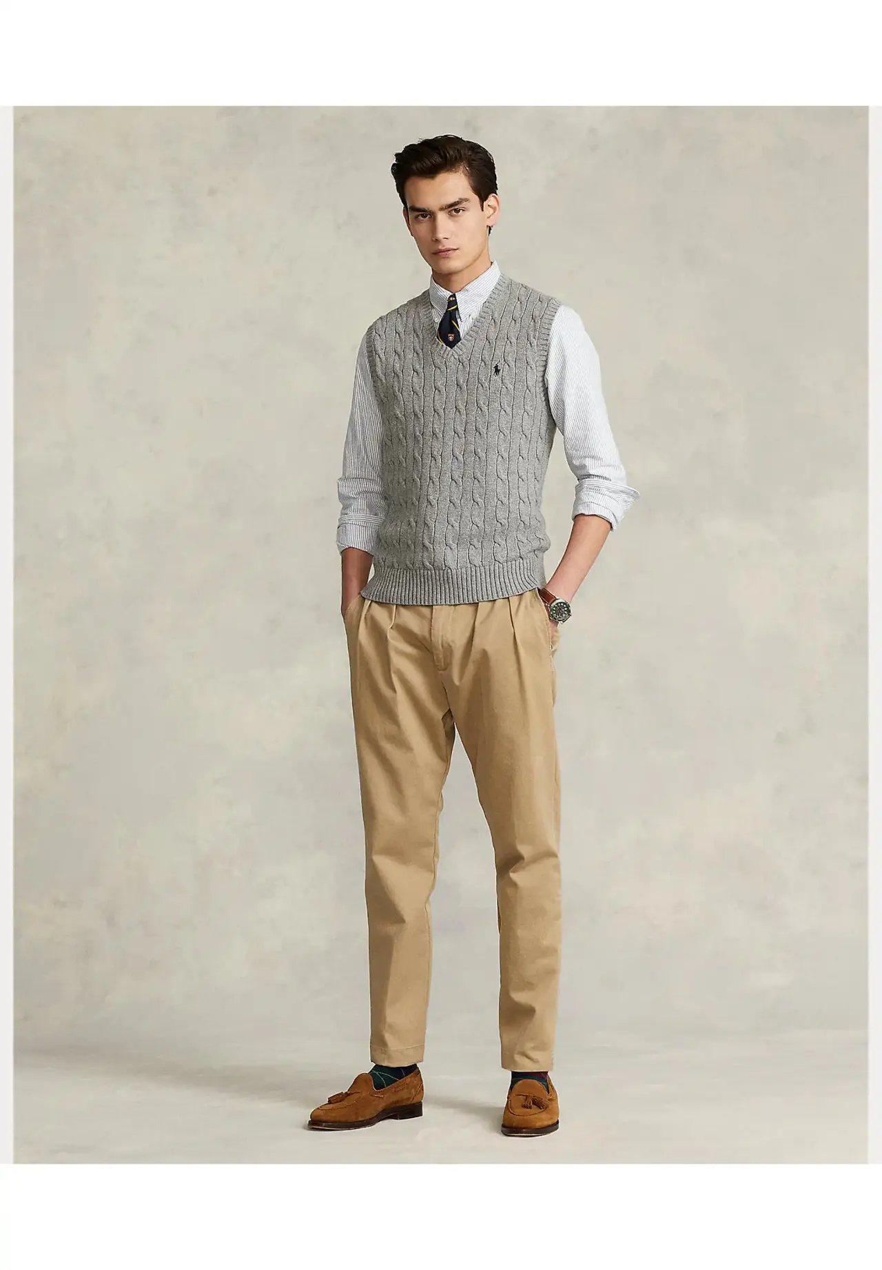 POLO RALPH LAUREN Cable Knit Cotton Sweater Vest