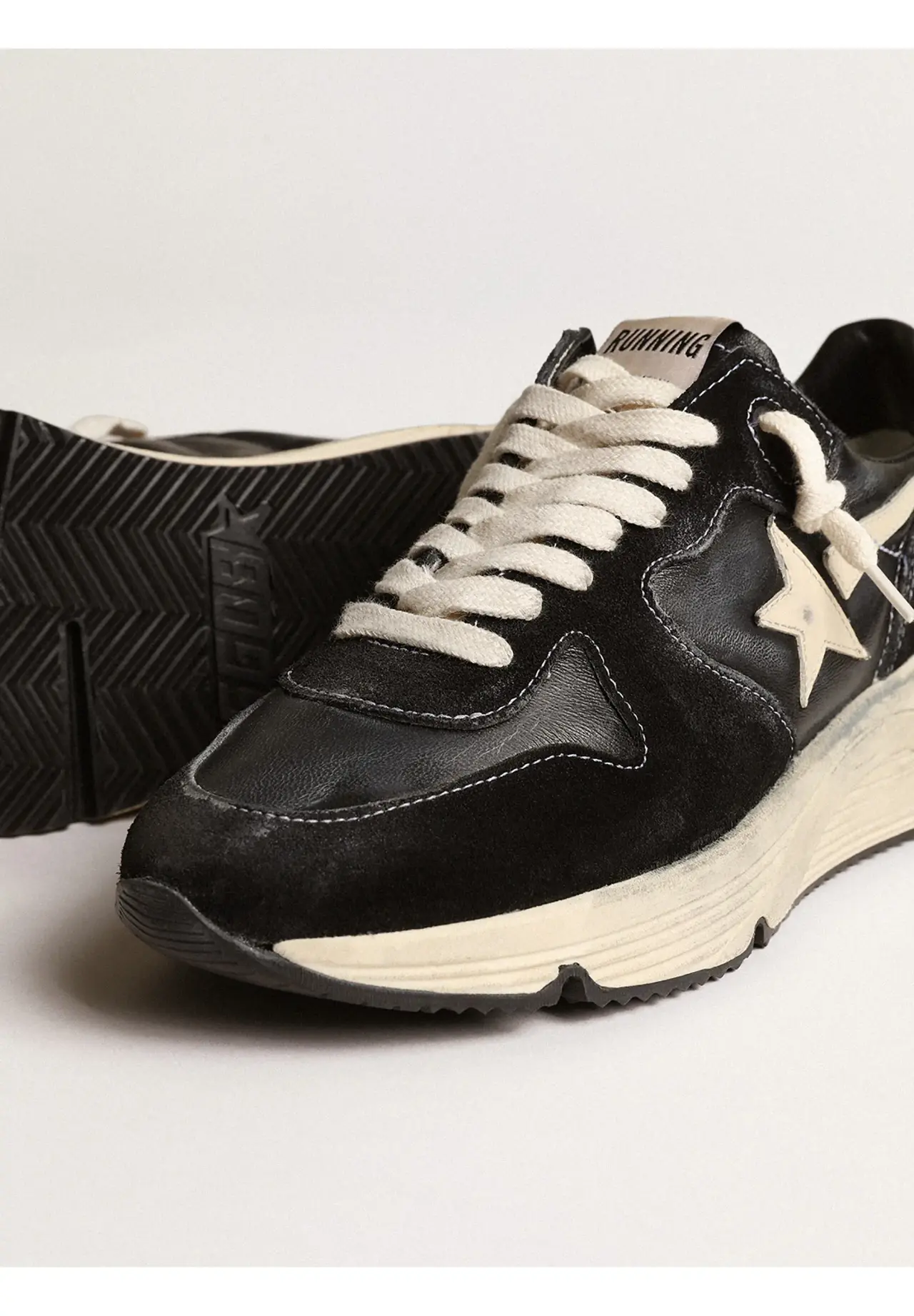 Women’s Running Sole Black Nappa Leather & Suede