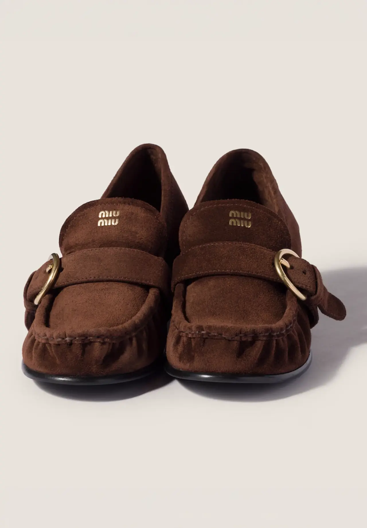 Suede Loafers with Buckle