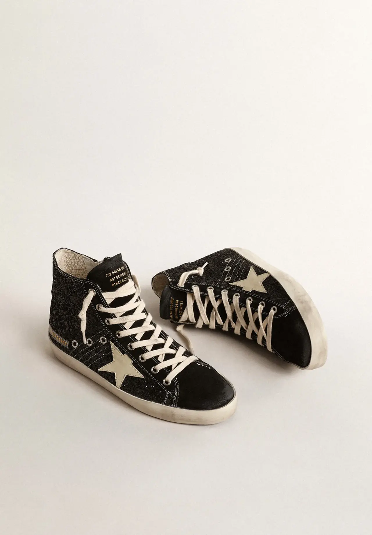 Limited Edition Francy Penstar sneakers with ivory glitter star and black heel tab