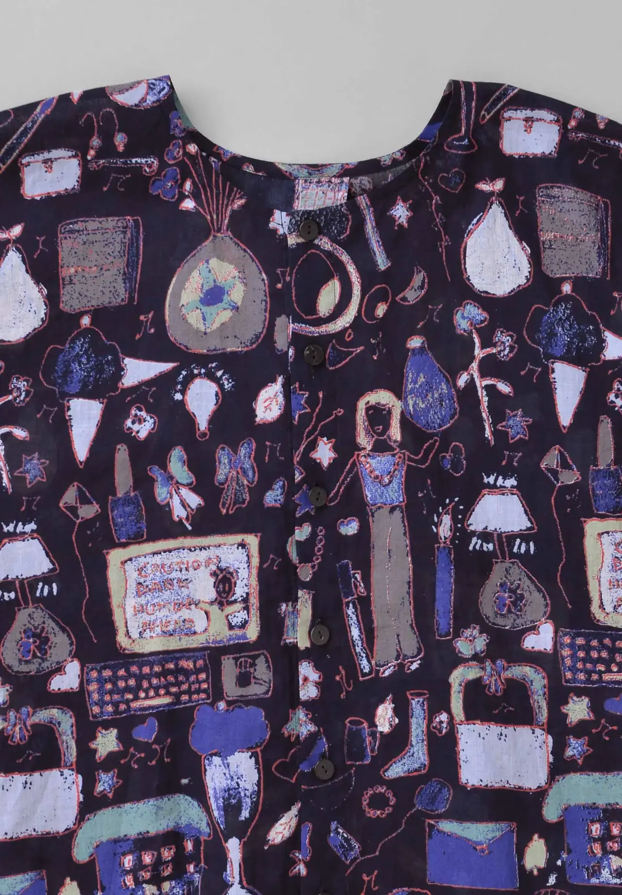 Cotton Linen Print Blouse