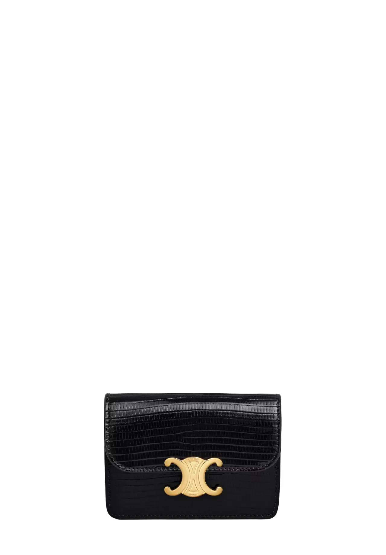 Triomphe Card Holder with Flap / Lizard