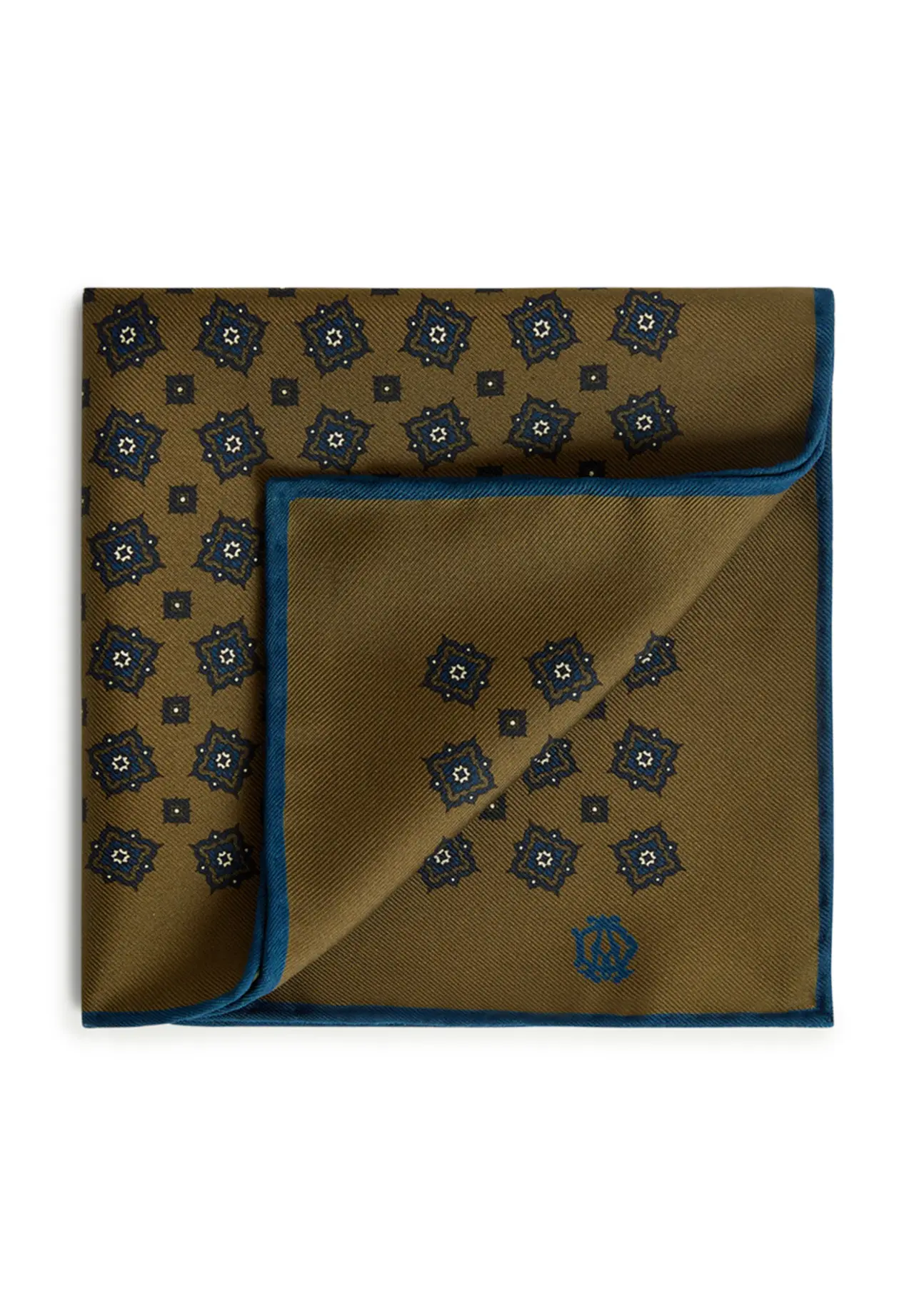 SILK SCATTERED MEDALLION SCREEN PRINT POCKET SQUARE